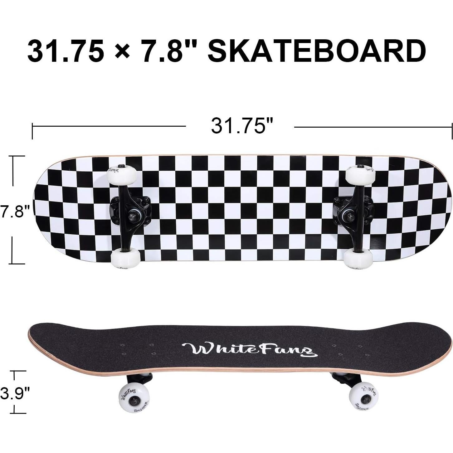 Patineta WhiteFang 31.75x20.03 cm para principiantes