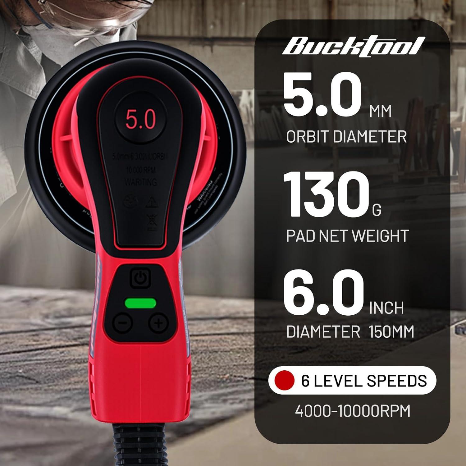 Lijadora Orbital Bucktool BK150VS 6" 3A Velocidad Variable