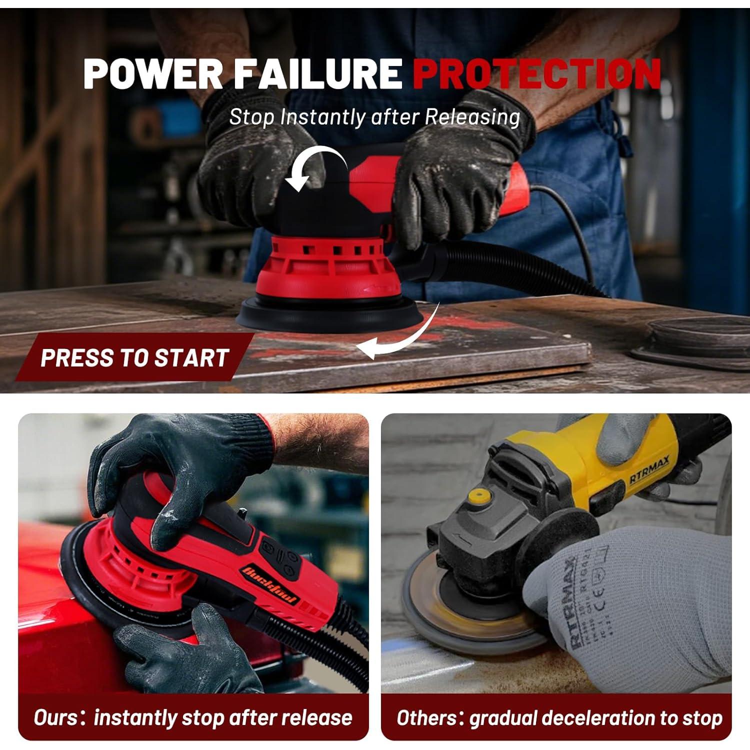 Lijadora Orbital Bucktool BK150VS 6" 3A Velocidad Variable