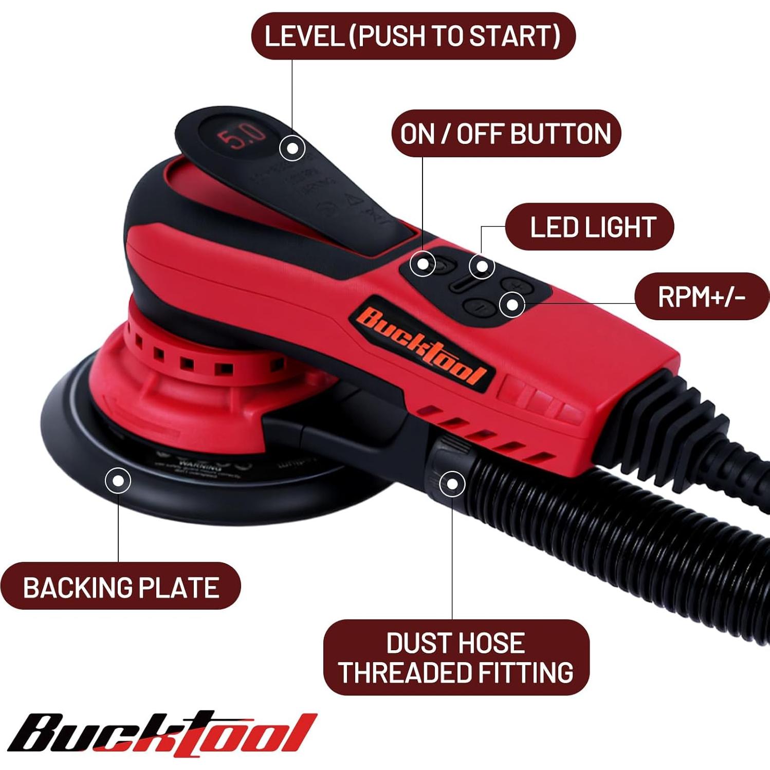 Lijadora Orbital Bucktool BK150VS 6" 3A Velocidad Variable