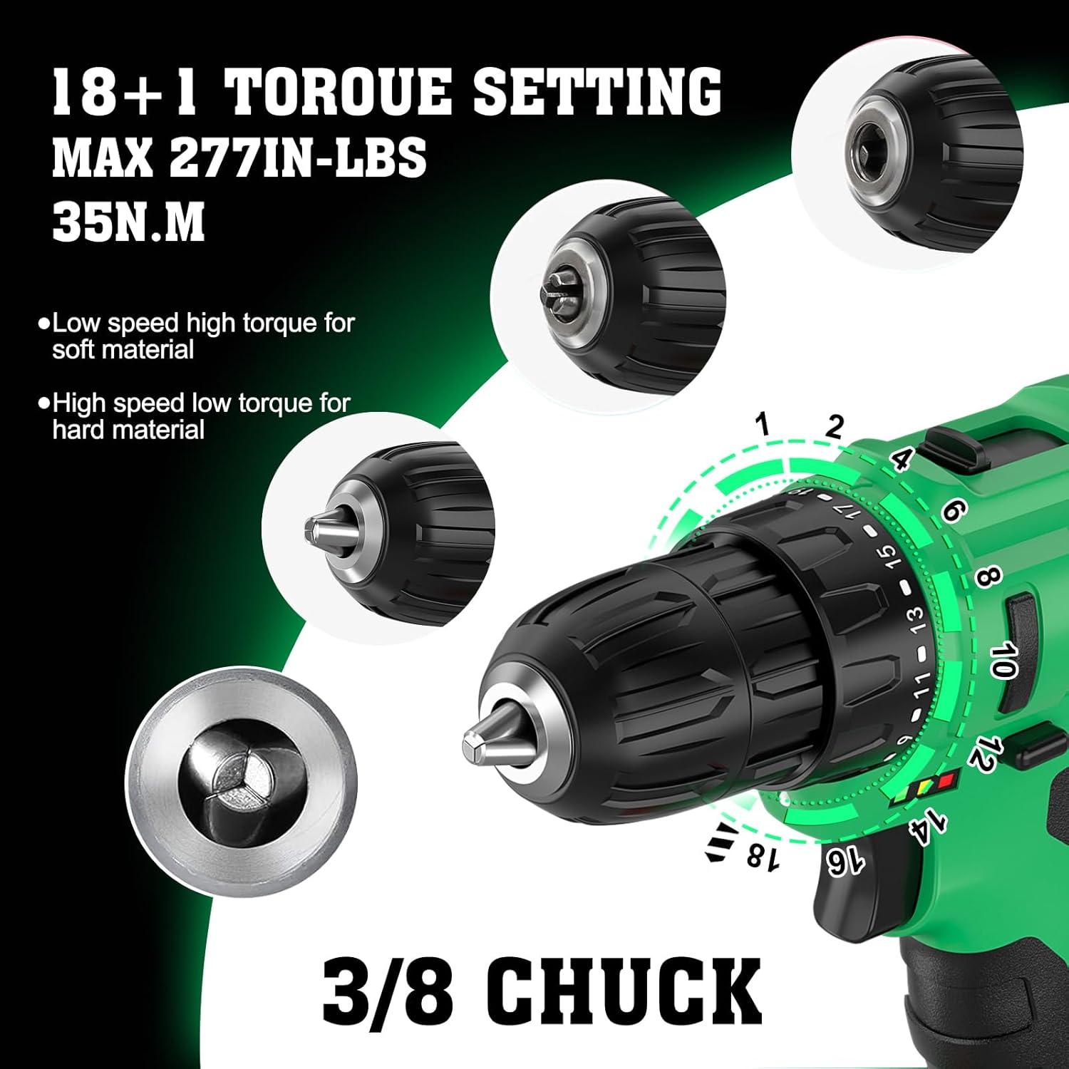 Taladro Inalámbrico Tegatok 20V con Batería y Cargador