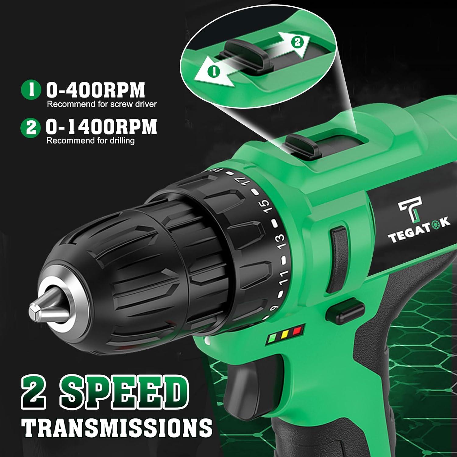 Taladro Inalámbrico Tegatok 20V con Batería y Cargador