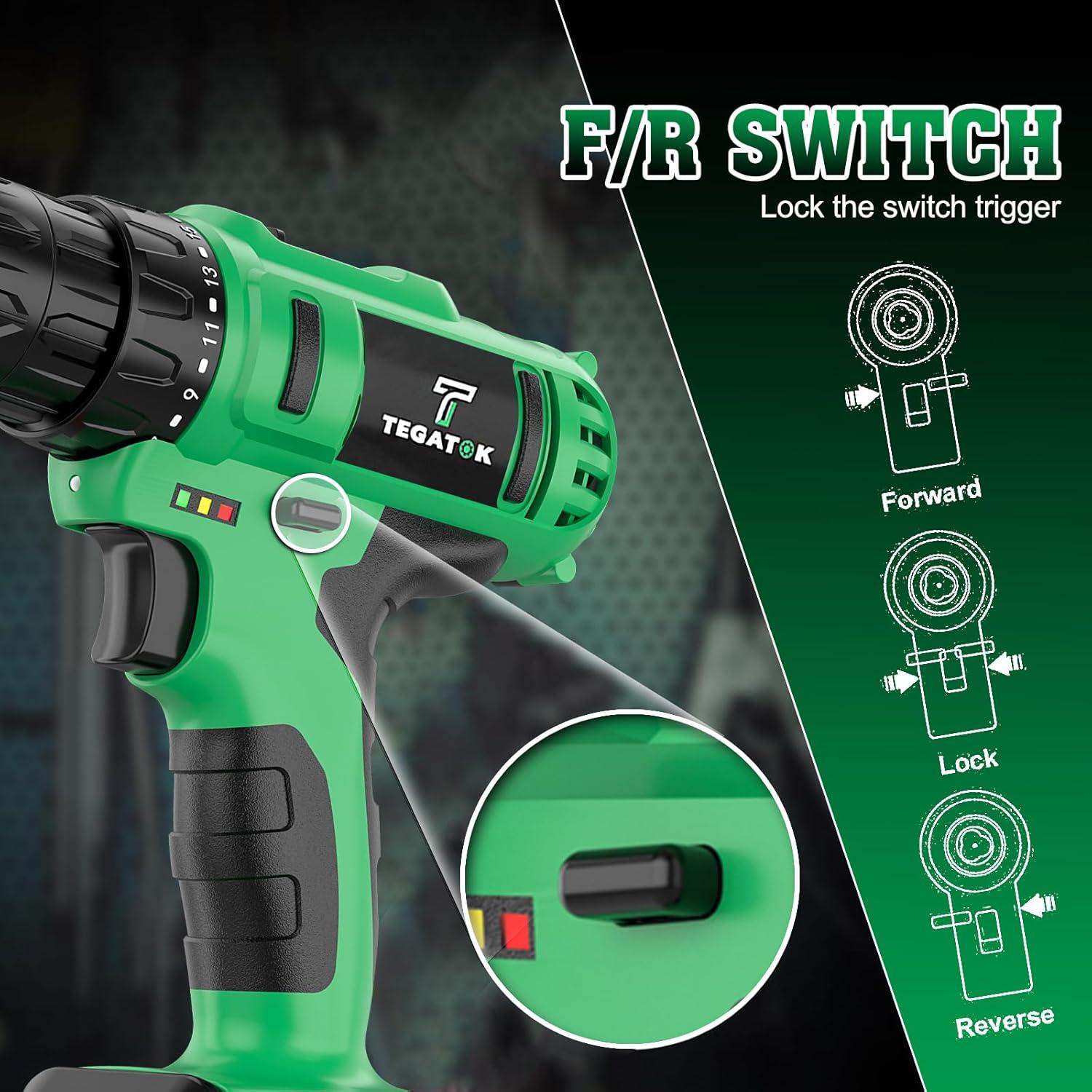 Taladro Inalámbrico Tegatok 20V con Batería y Cargador