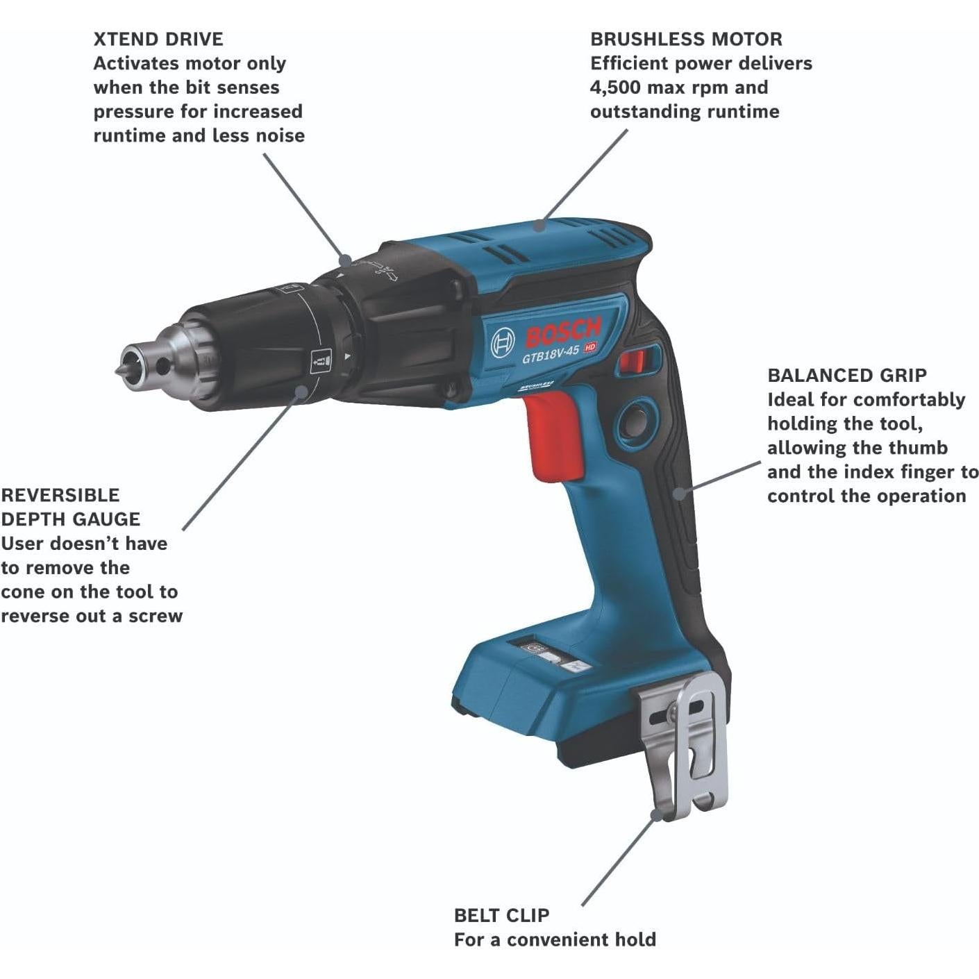 Atornillador Bosch GTB18V-45N 18V Sin Escobillas 1/4"