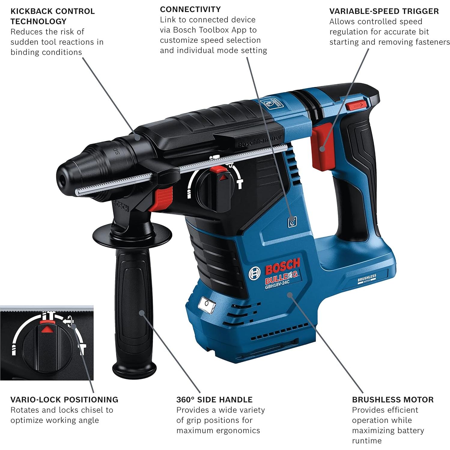 Martillo Rotativo Bosch GBH18V-24CN 18V Sin Cable 2.90 kg