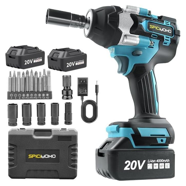 Llave de impacto inalámbrica SPICIMOMO 600N.m 20V 2 baterías