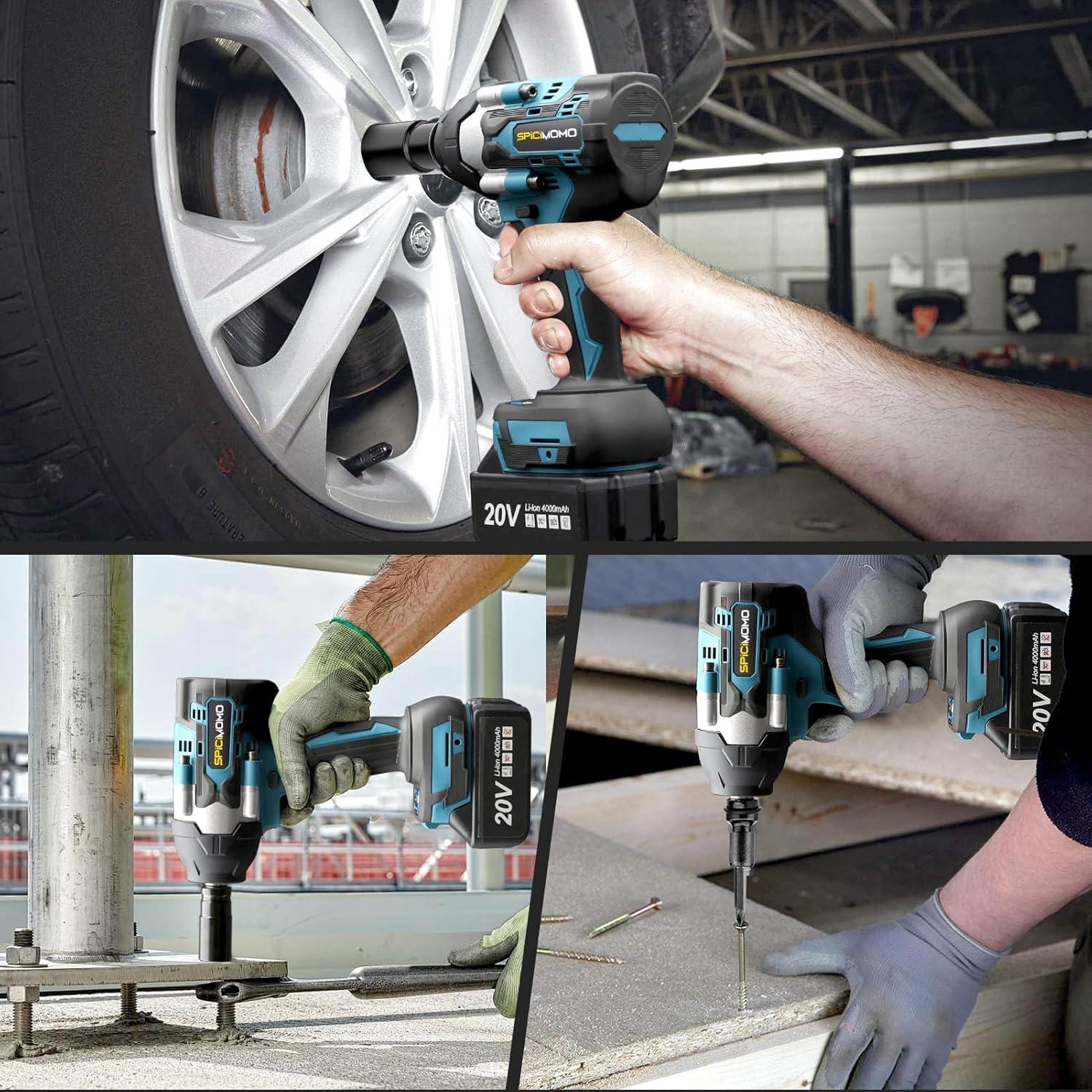 Llave de impacto inalámbrica SPICIMOMO 600N.m 20V 2 baterías