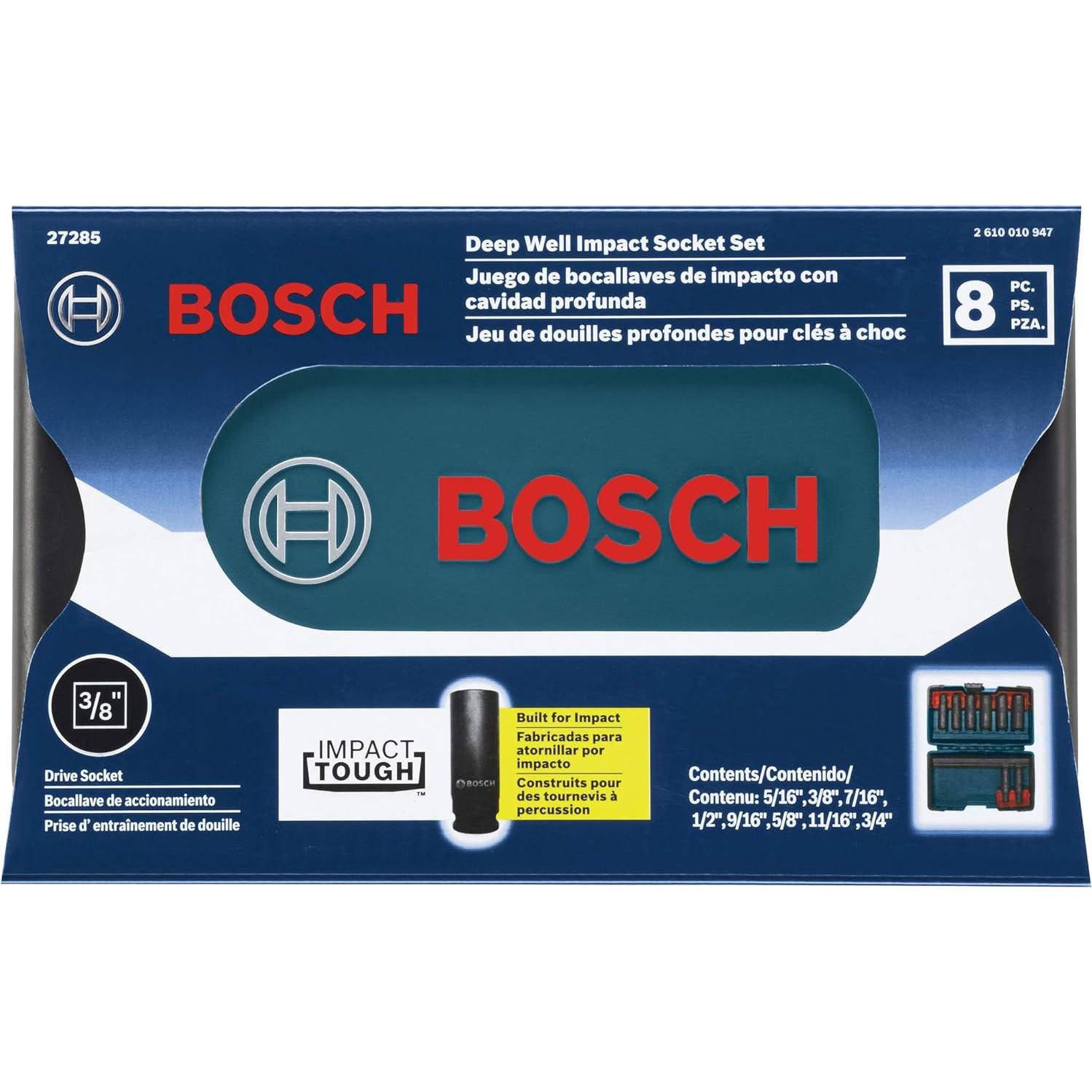 Juego de Sockets Profundos Bosch 27285 8 Piezas 3/8"