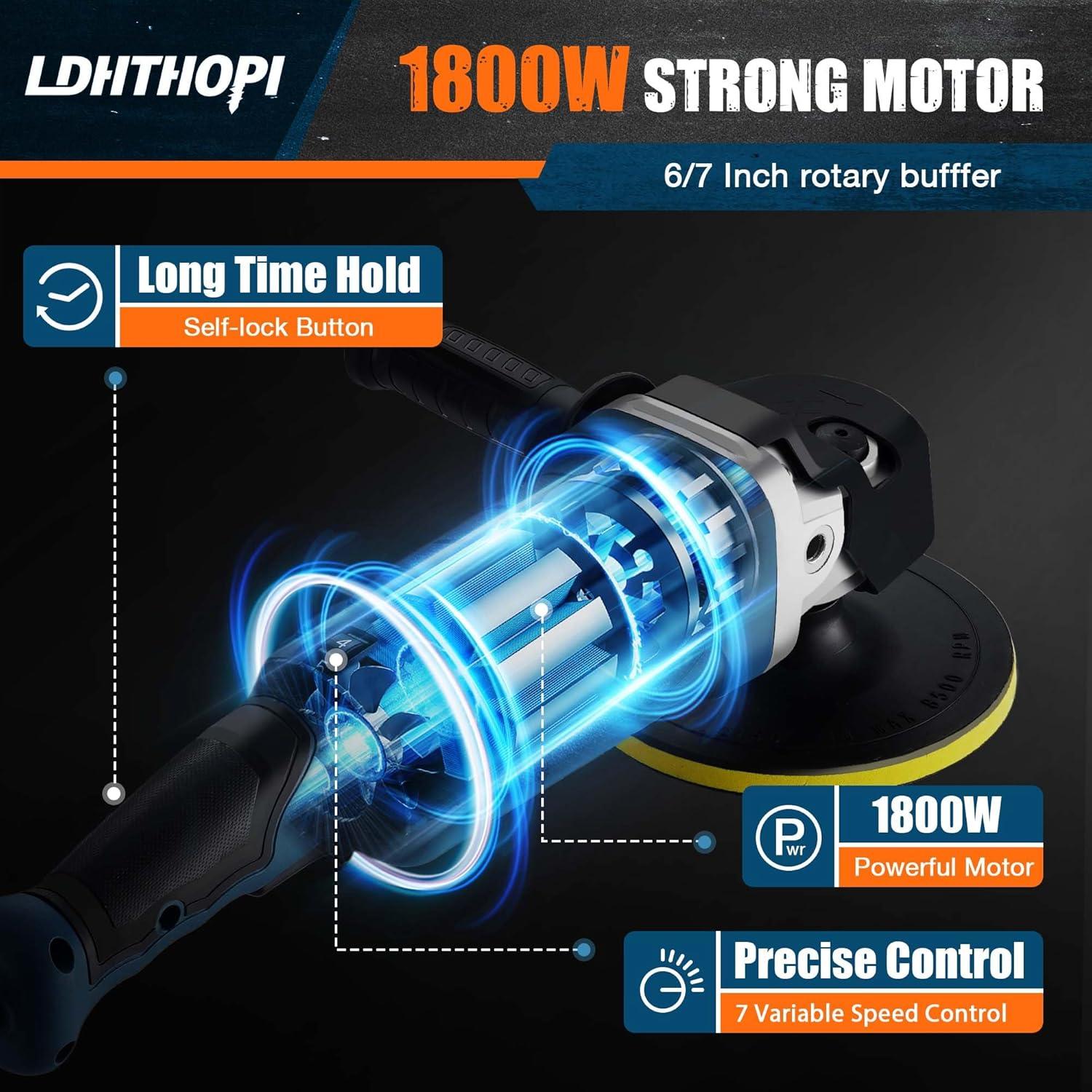 Pulidor Rotativo LDHTHOPI 1800W 6/7 Pulgadas 750-3100RPM