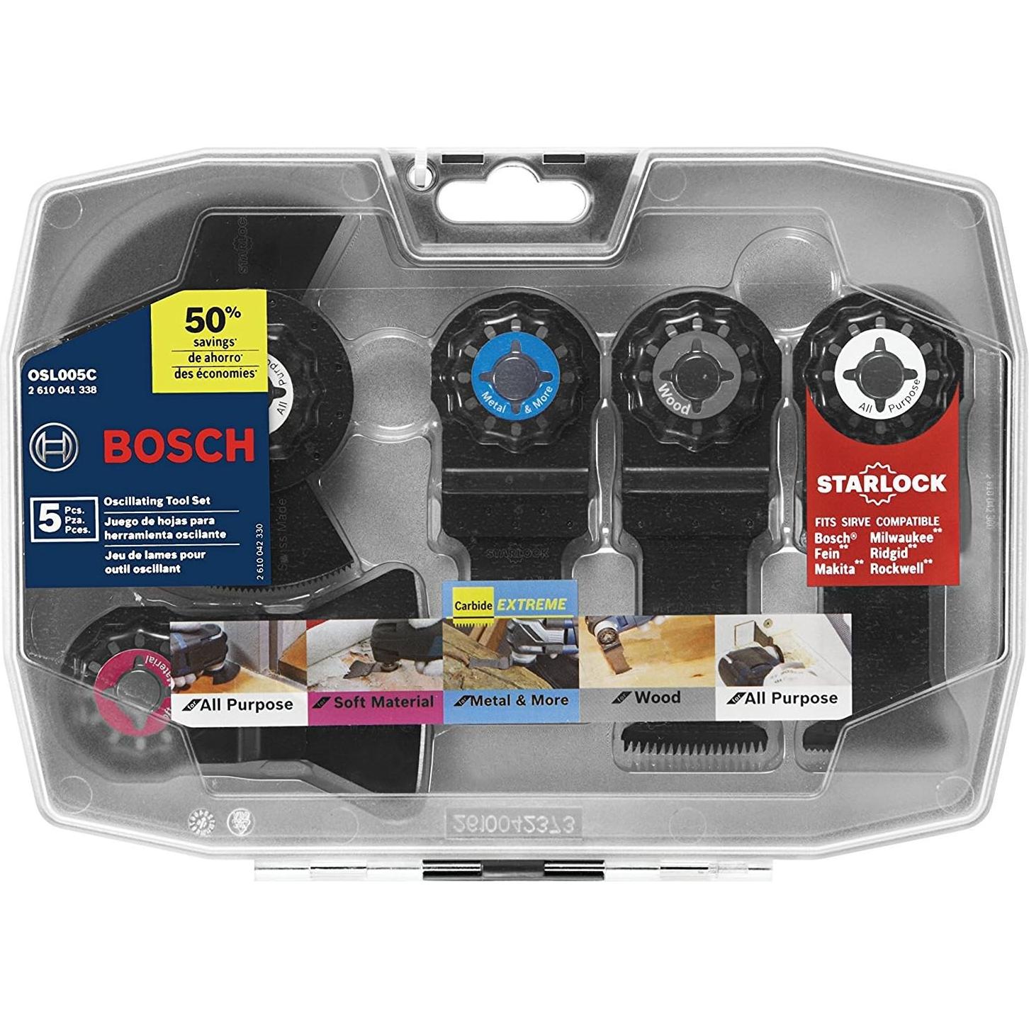 Juego de 5 Hojas Oscilantes Bosch OSL005C con Estuche