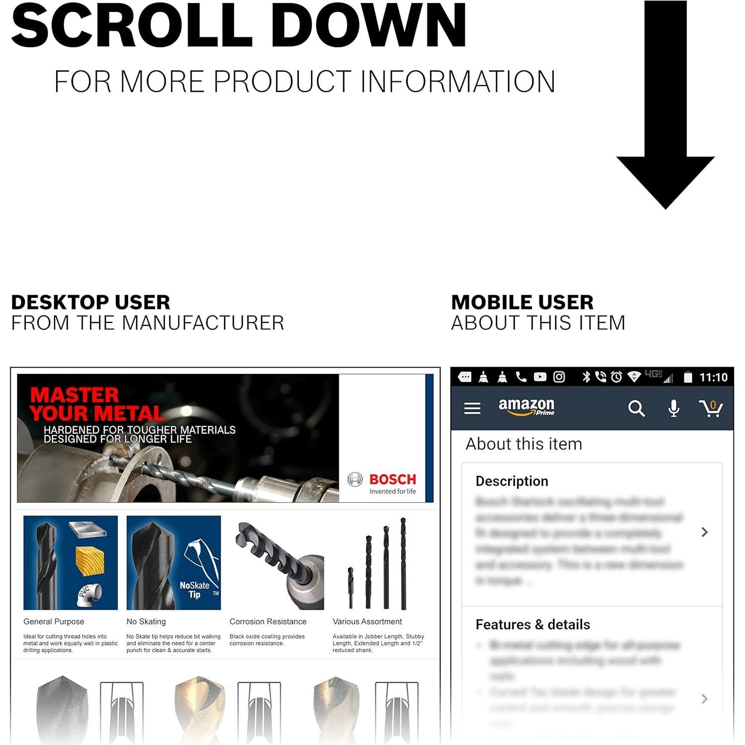 Broca de Oxido Negro BOSCH BL2641 7.1mm x 15.2cm para Metal