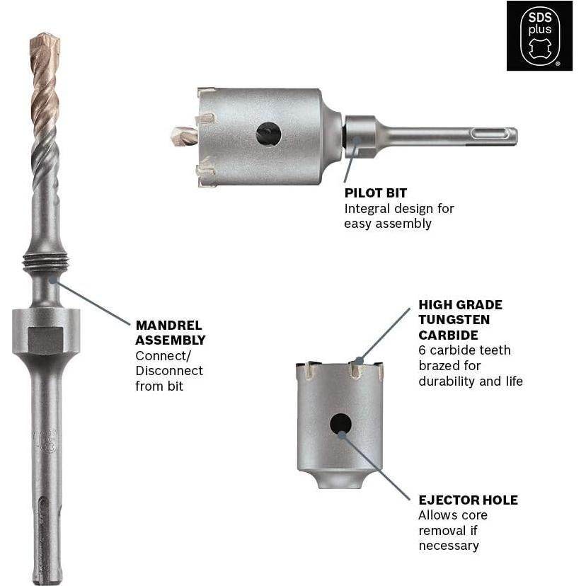 Broca de Núcleo Bosch T3914SC 4,76 cm Carburo Plata