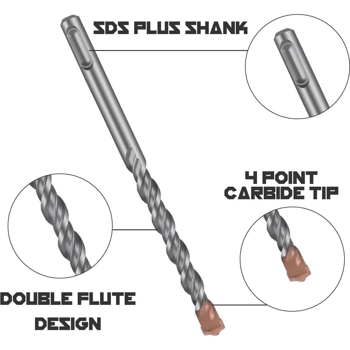Brocas SDS Plus Narwhal 1/4" x 15,24 cm - Paquete de 13