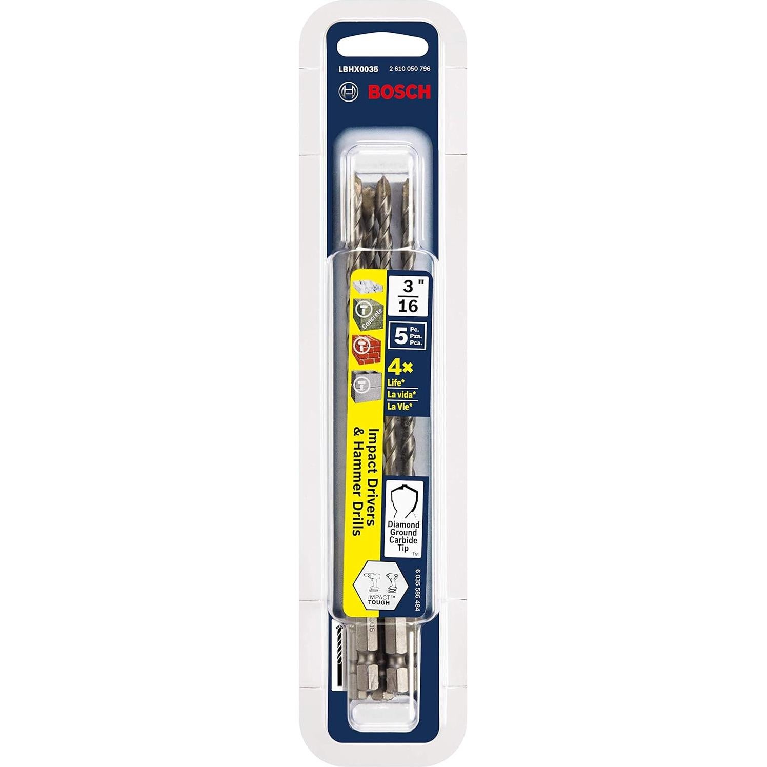 Brocas para Martillo de Masonería Bosch 5 Pzas 5 mm x 150 mm