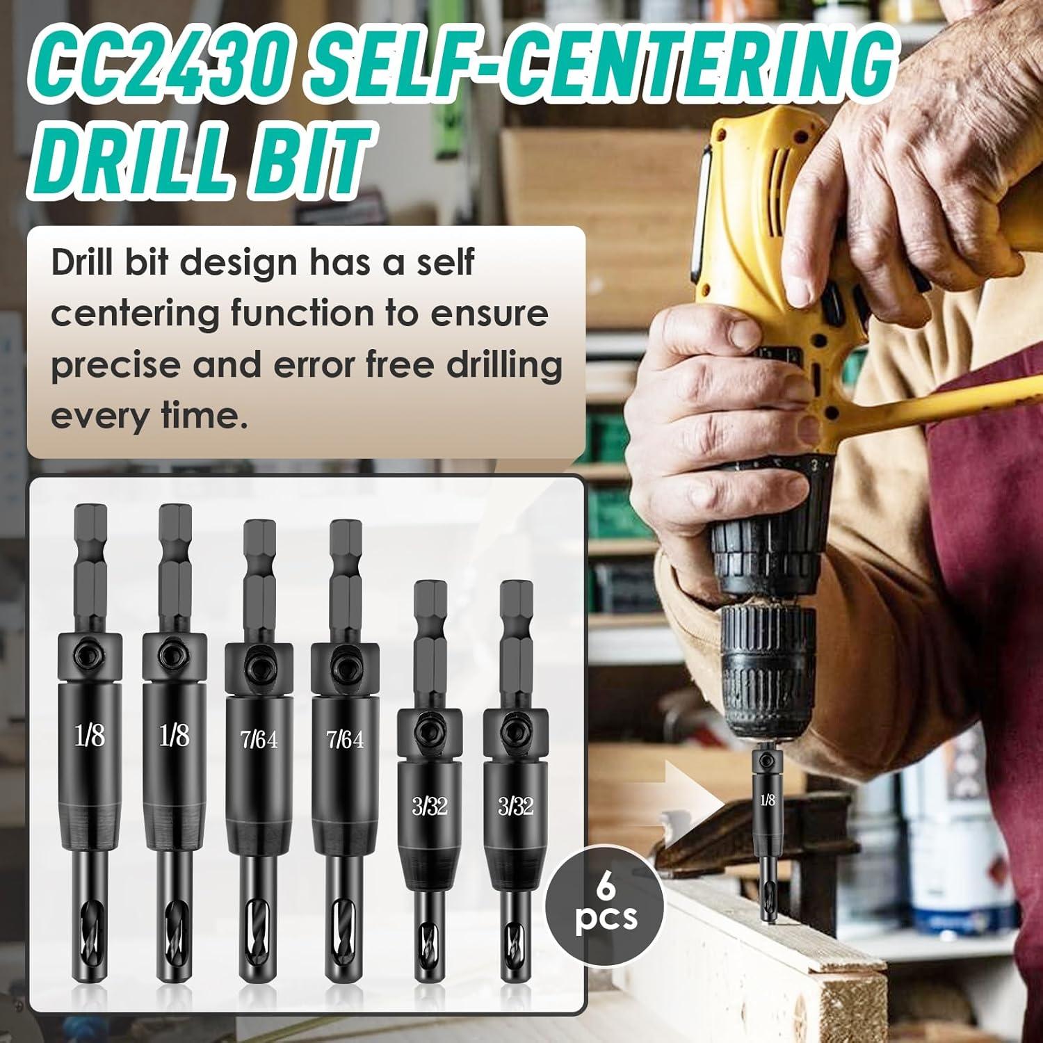 Juego de 6 Brocas de Auto-Centrado Gfdoso CC2430 2,38-3,18 mm