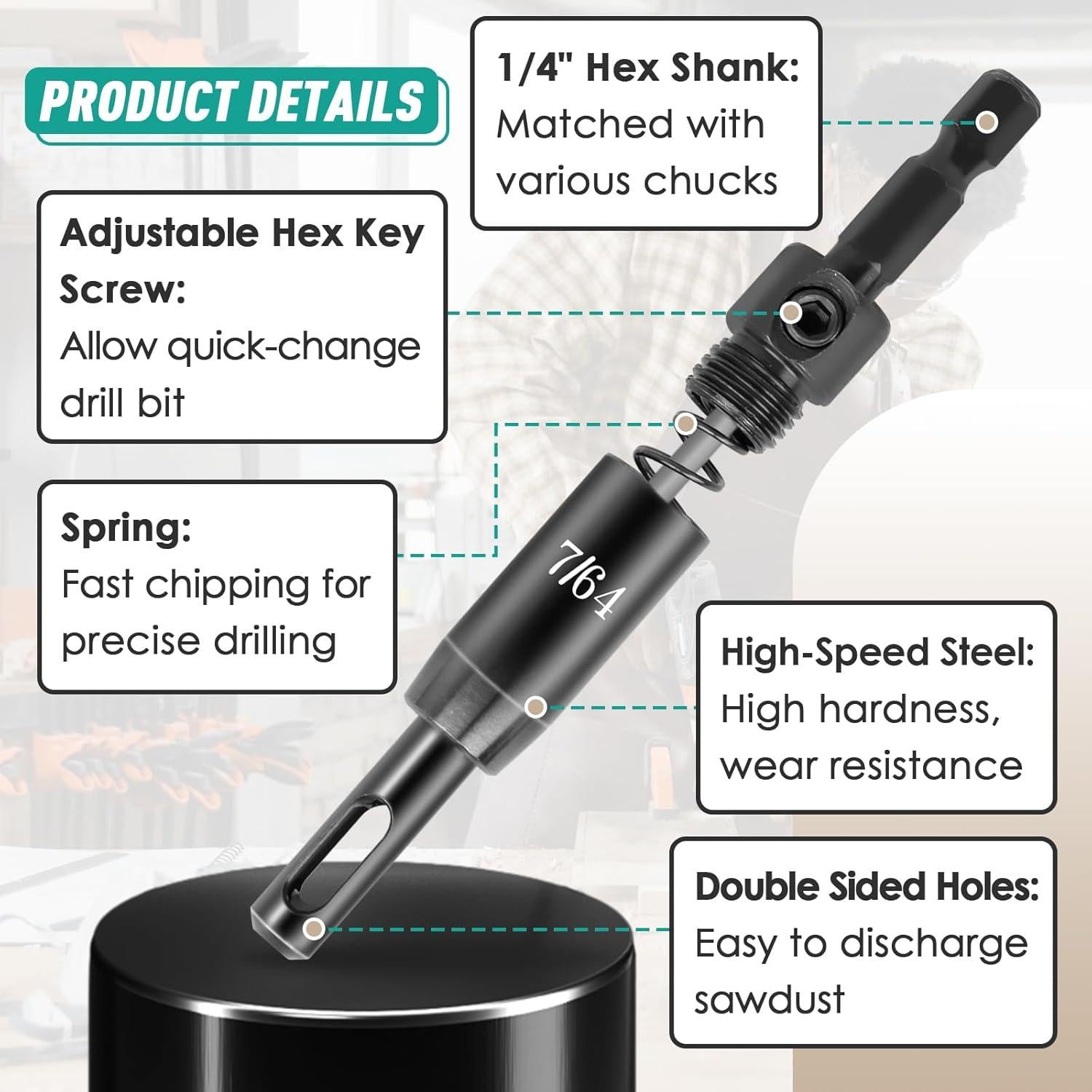 Juego de 6 Brocas de Auto-Centrado Gfdoso CC2430 2,38-3,18 mm