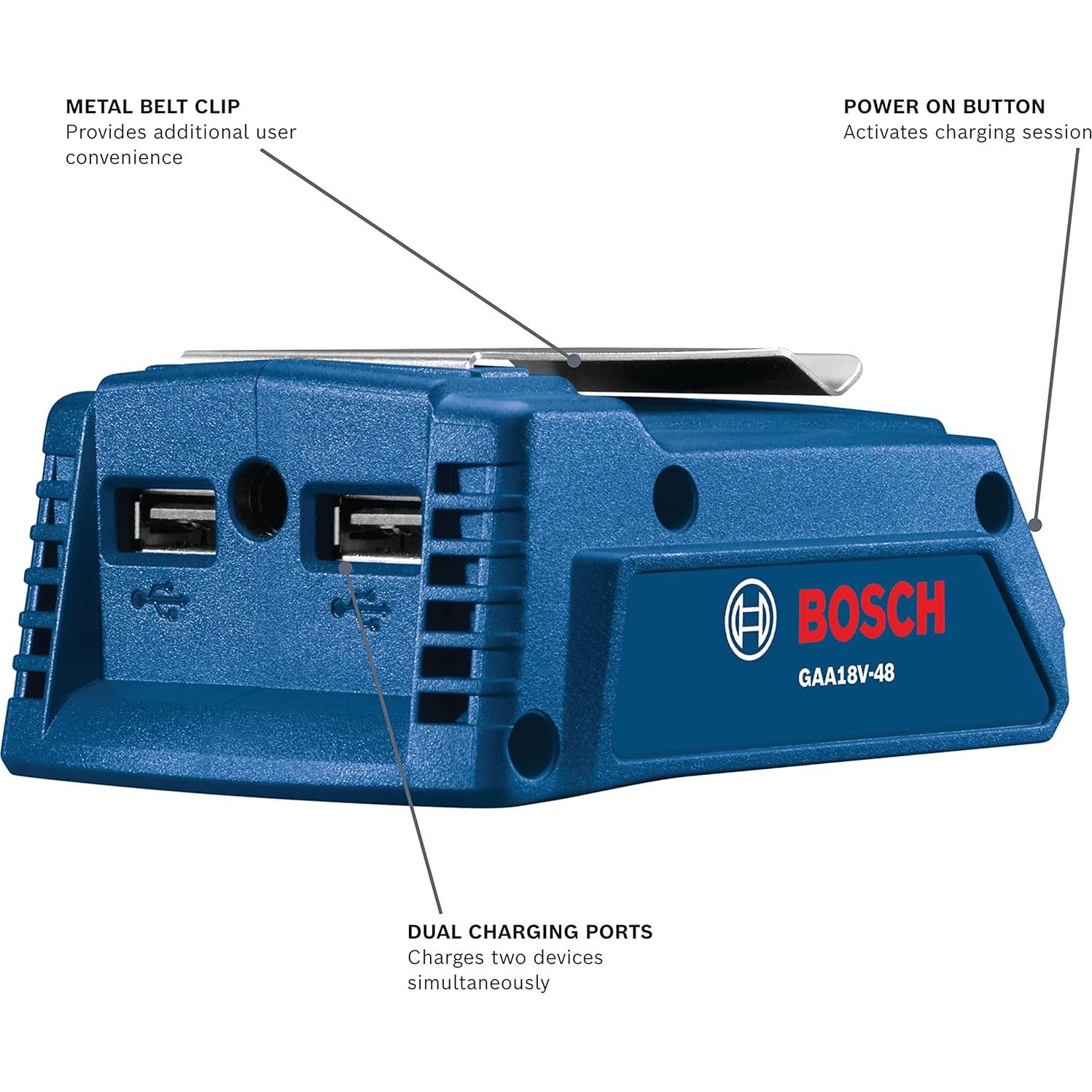 Adaptador USB Bosch GAA18V-48 18V Carga Doble 4.8A