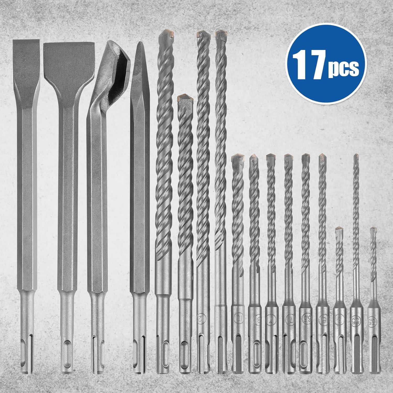 Juego de 17 Piezas Brocas SDS Plus Syizyen para Concreto