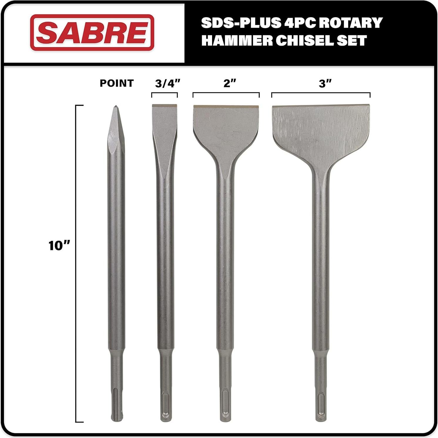 Juego de Cinceles SDS Plus 4 Piezas Sabre Tools