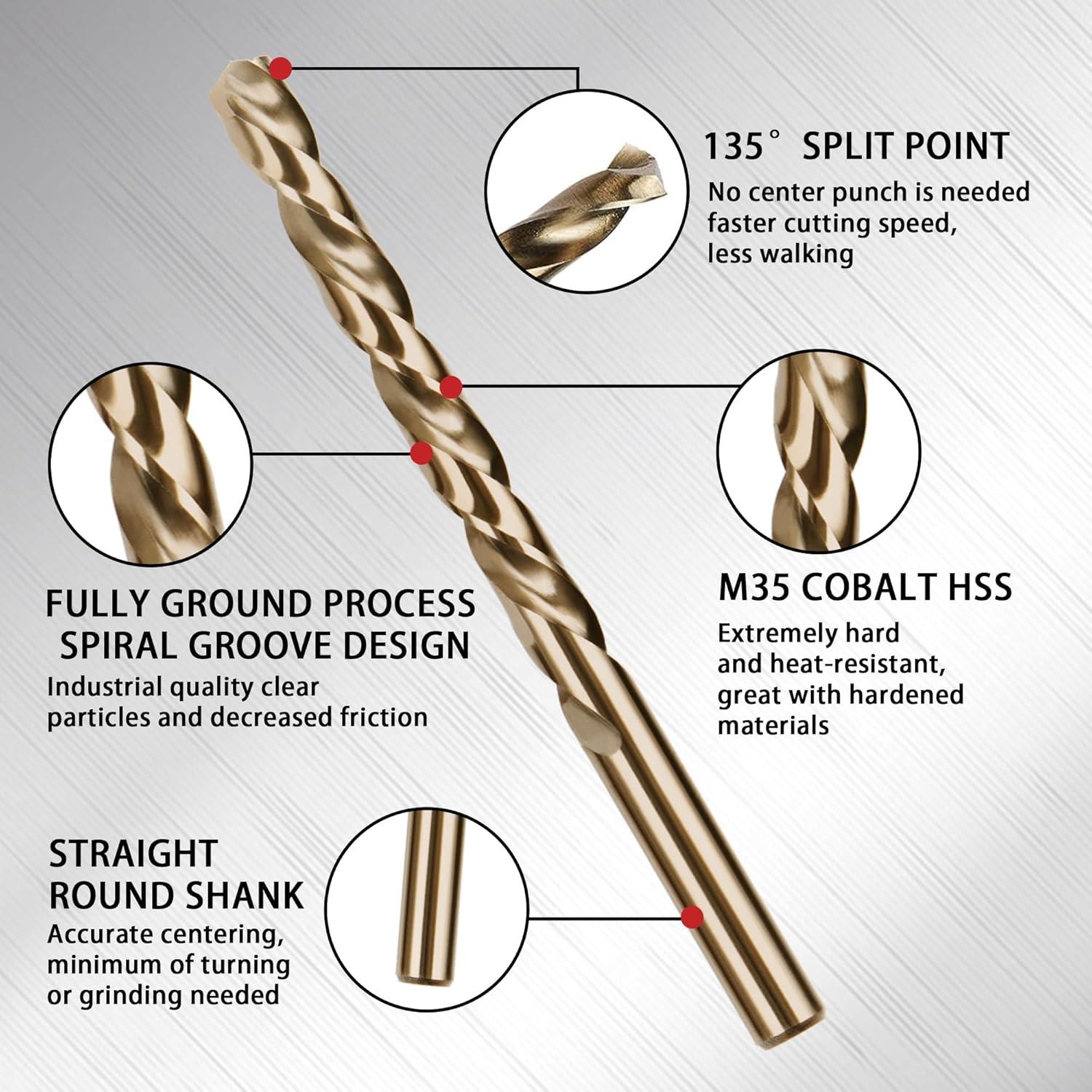Juego de 29 Brocas de Cobalto AIMLENTOOL HSS M35 1.5-12.7mm