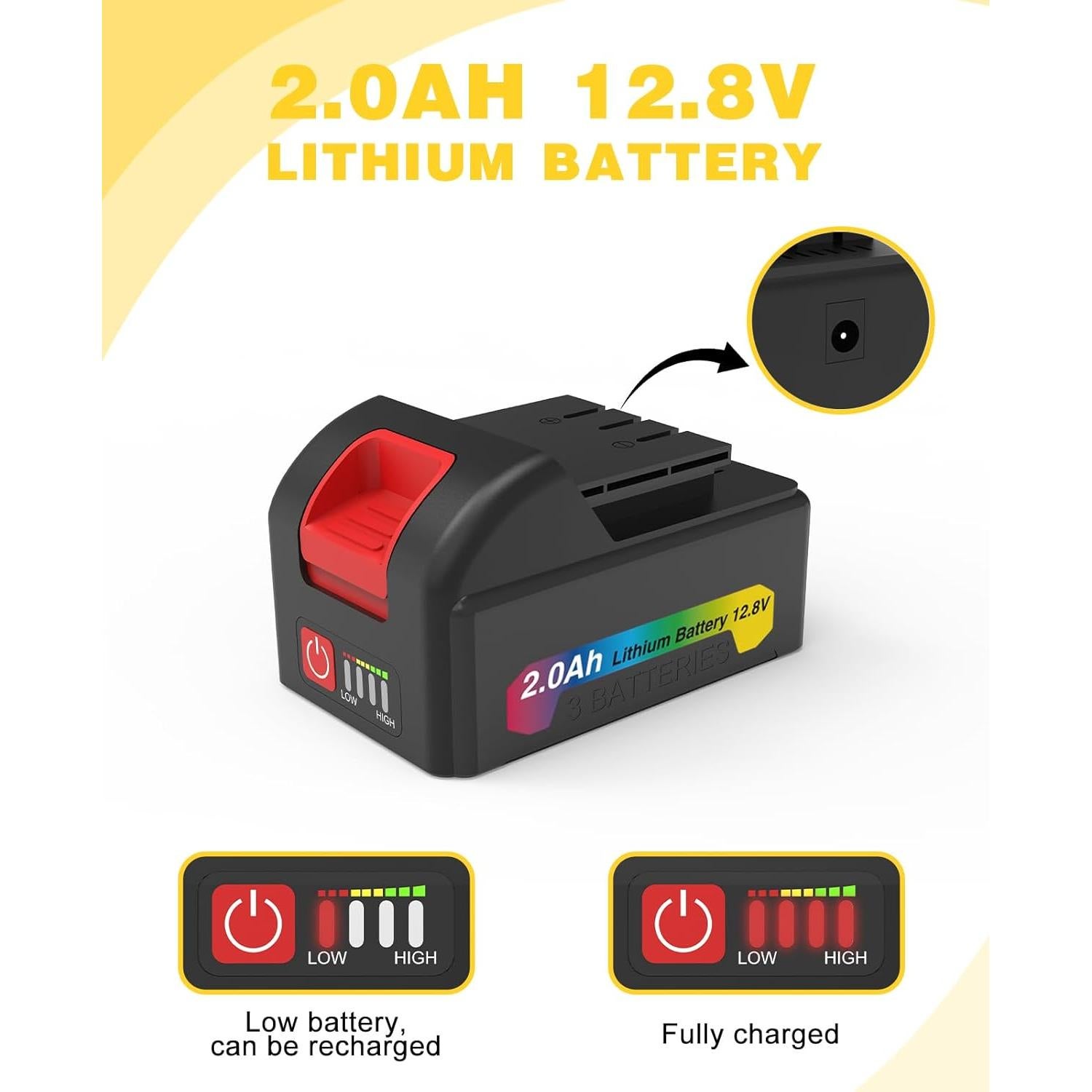 Taladro Inalámbrico OUBA 12.8V 2 Velocidades LED Amarillo