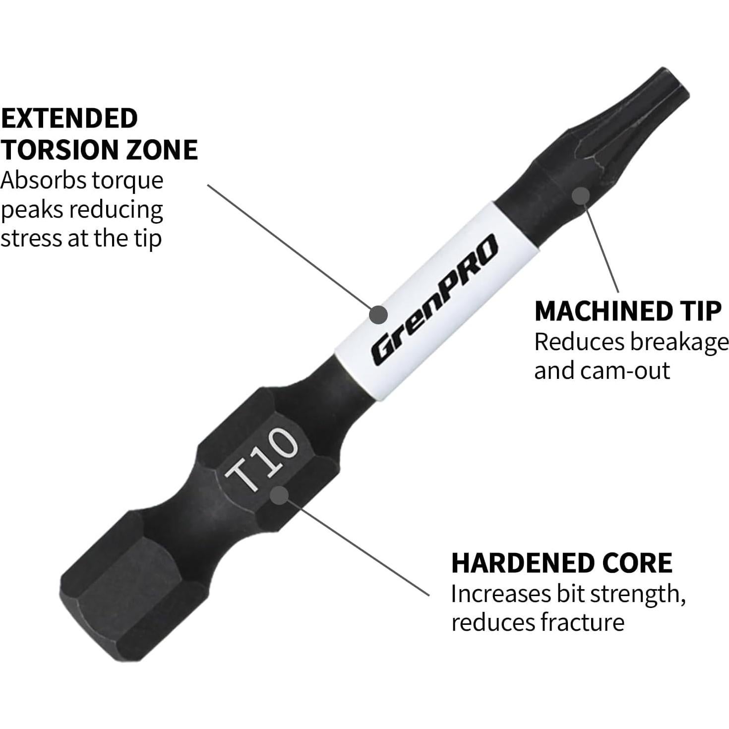 Juego de Puntas Torx GRENPRO T10 5 Piezas 5,08 cm