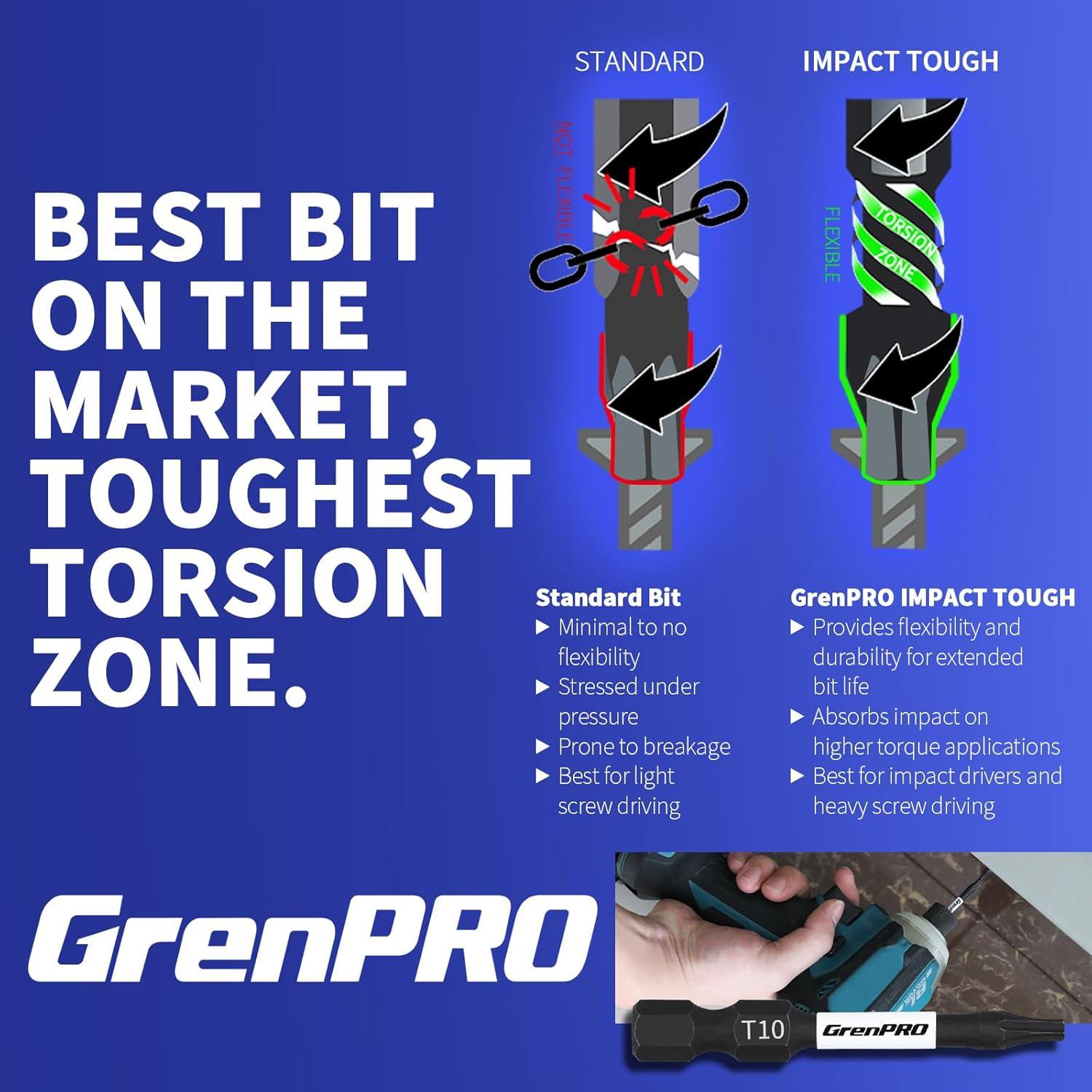 Juego de Puntas Torx GRENPRO T10 5 Piezas 5,08 cm