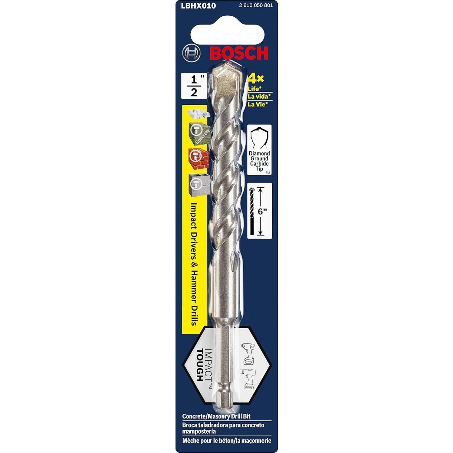 Broca de Martillo Bosch 1/2" x 15 cm Punta Hexagonal