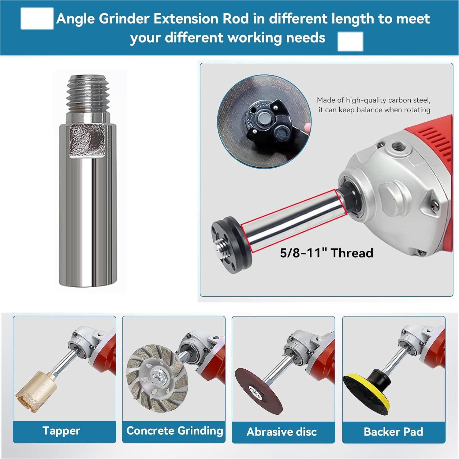 Eje de Extensión Juvaeny 3" para Amoladora Angular + Accesorios