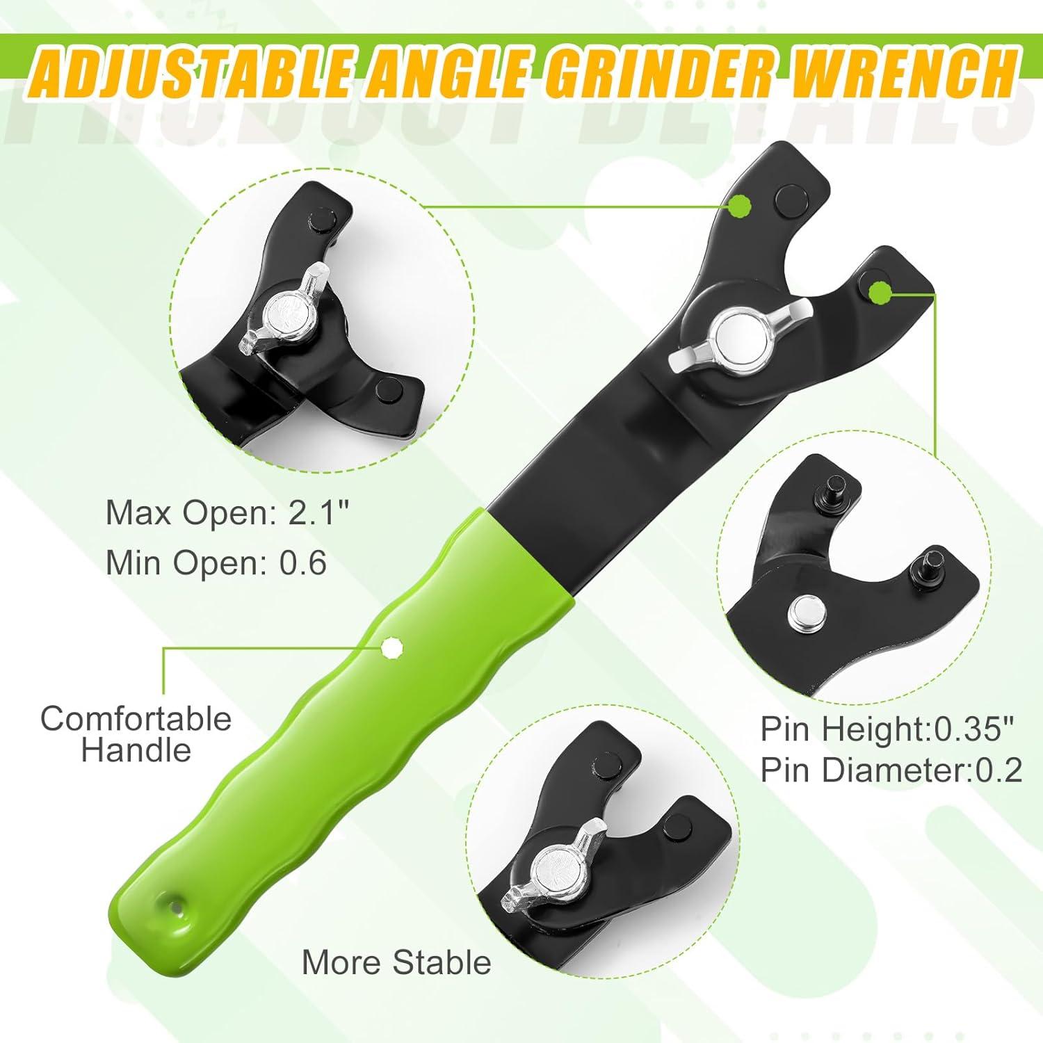 Kit de Llave y Tuercas de Amoladora Hicarer 37 Pcs Verde