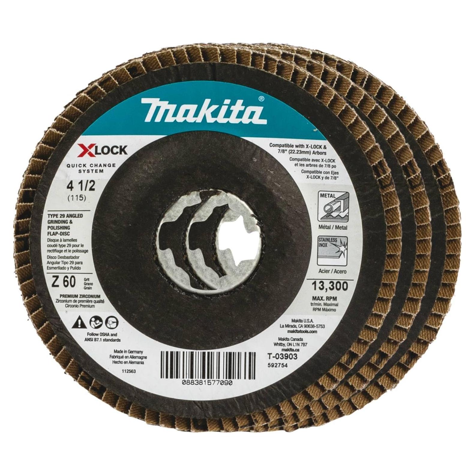 Disco de Lijado Makita T-03903-3 4.5" 60 Grano X-Lock 3p