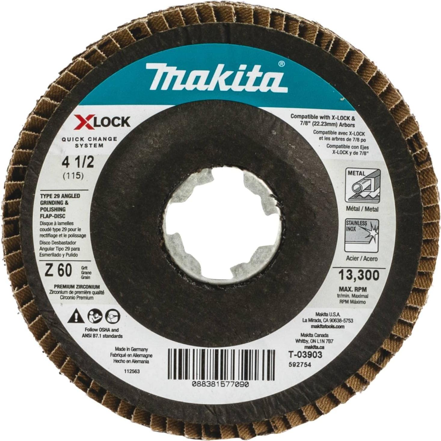 Disco de Lijado Makita T-03903-3 4.5" 60 Grano X-Lock 3p