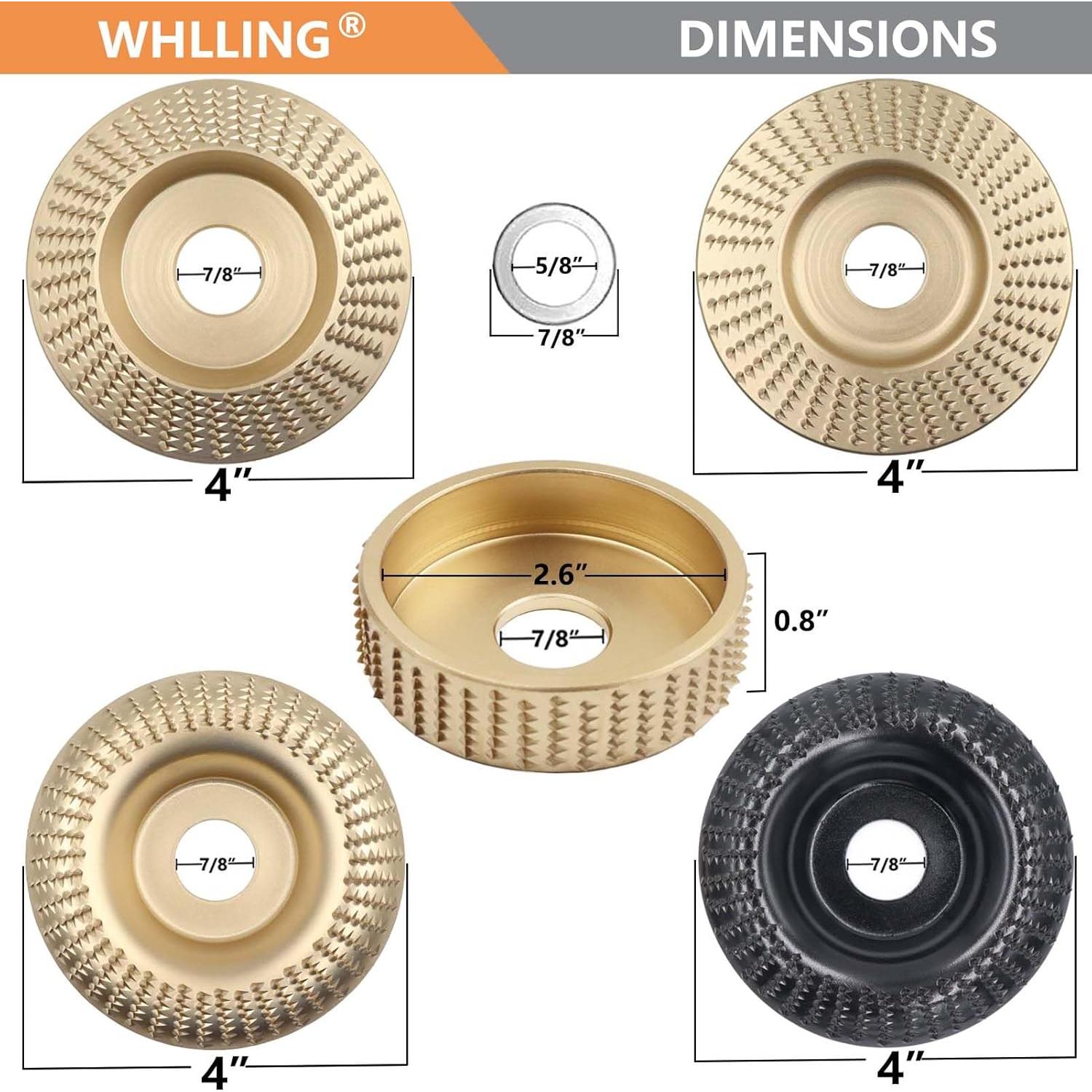 Juego de discos de tallado en madera WHLLING 5 piezas 20x14 cm