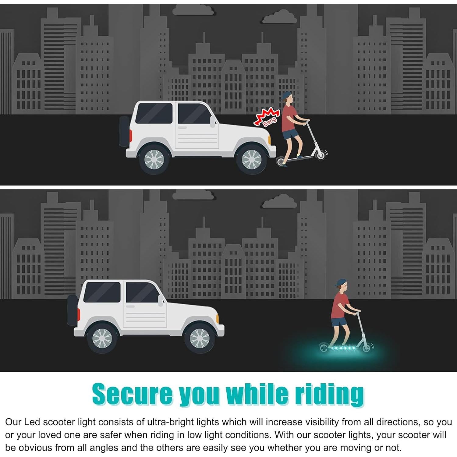 Luces LED para Scooter Waybelive, Control Remoto, 16 Colores