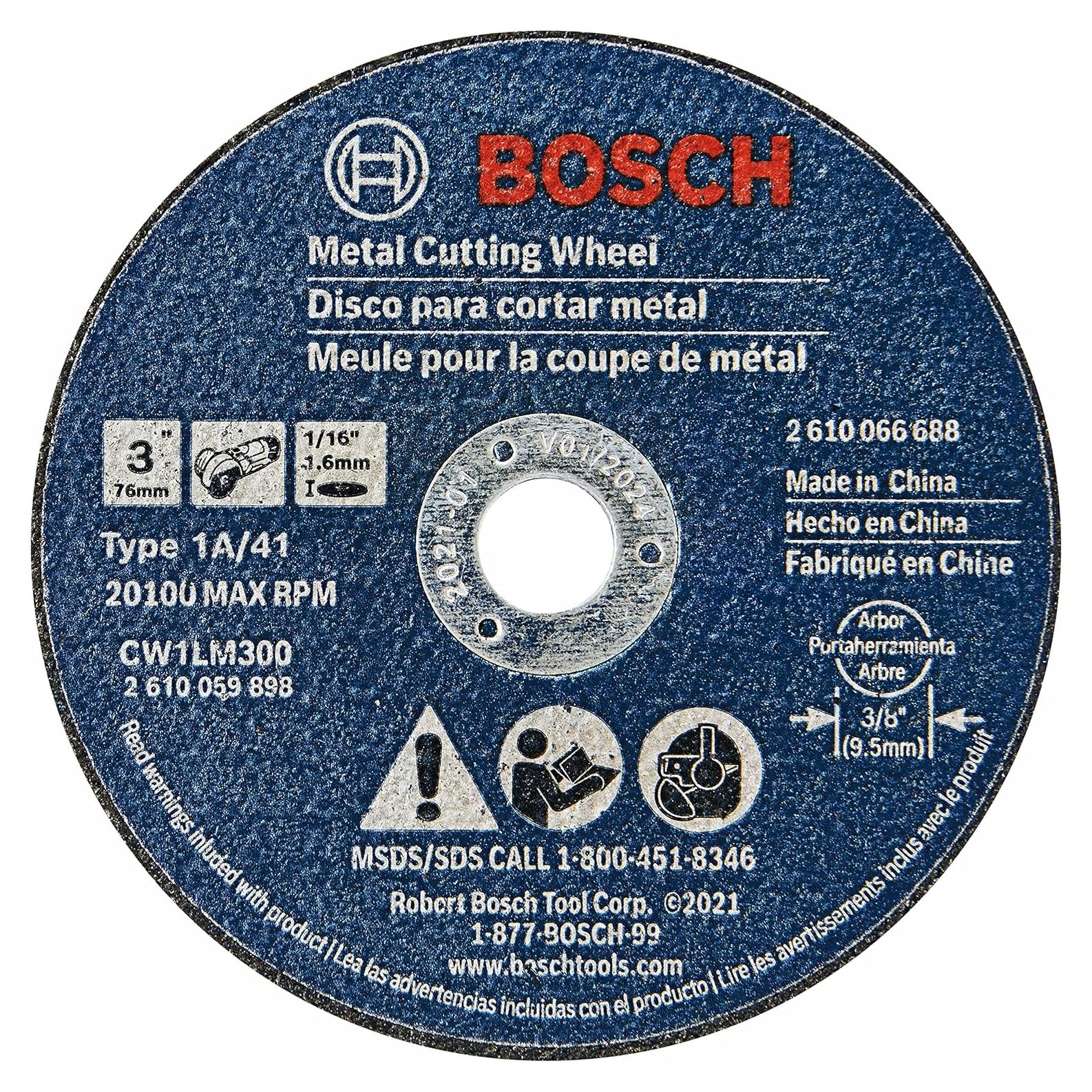 Ruedas de Corte de Metal Bosch CW1LM300 3" x 1/16" 5 Unidades