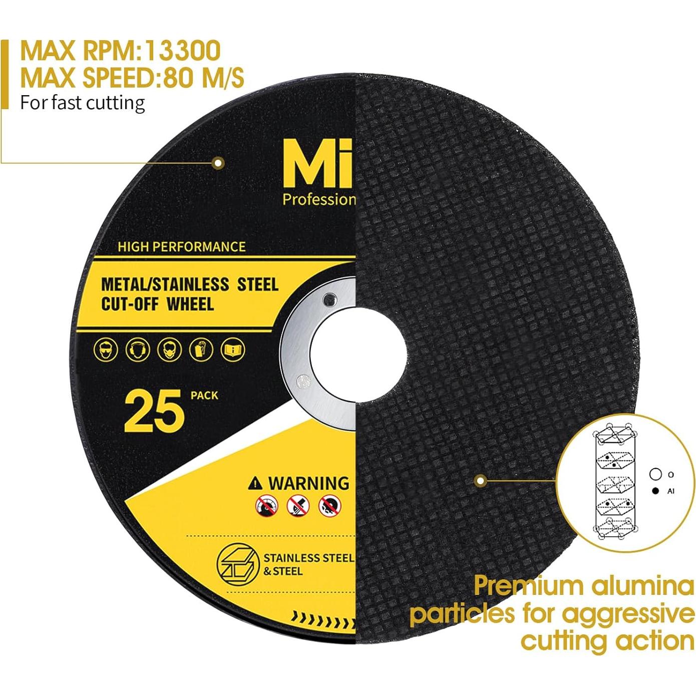 Ruedas de Corte MIDO 25 PCS Óxido de Aluminio 11.43 cm