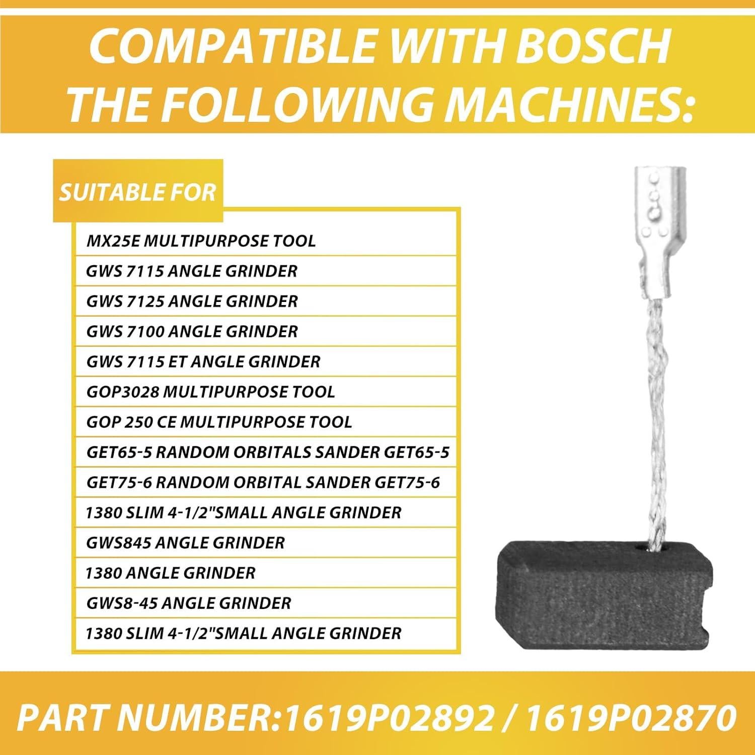 10 Cepillos de Carbón JUXIANG para Amoladora Bosch GWS 7-115