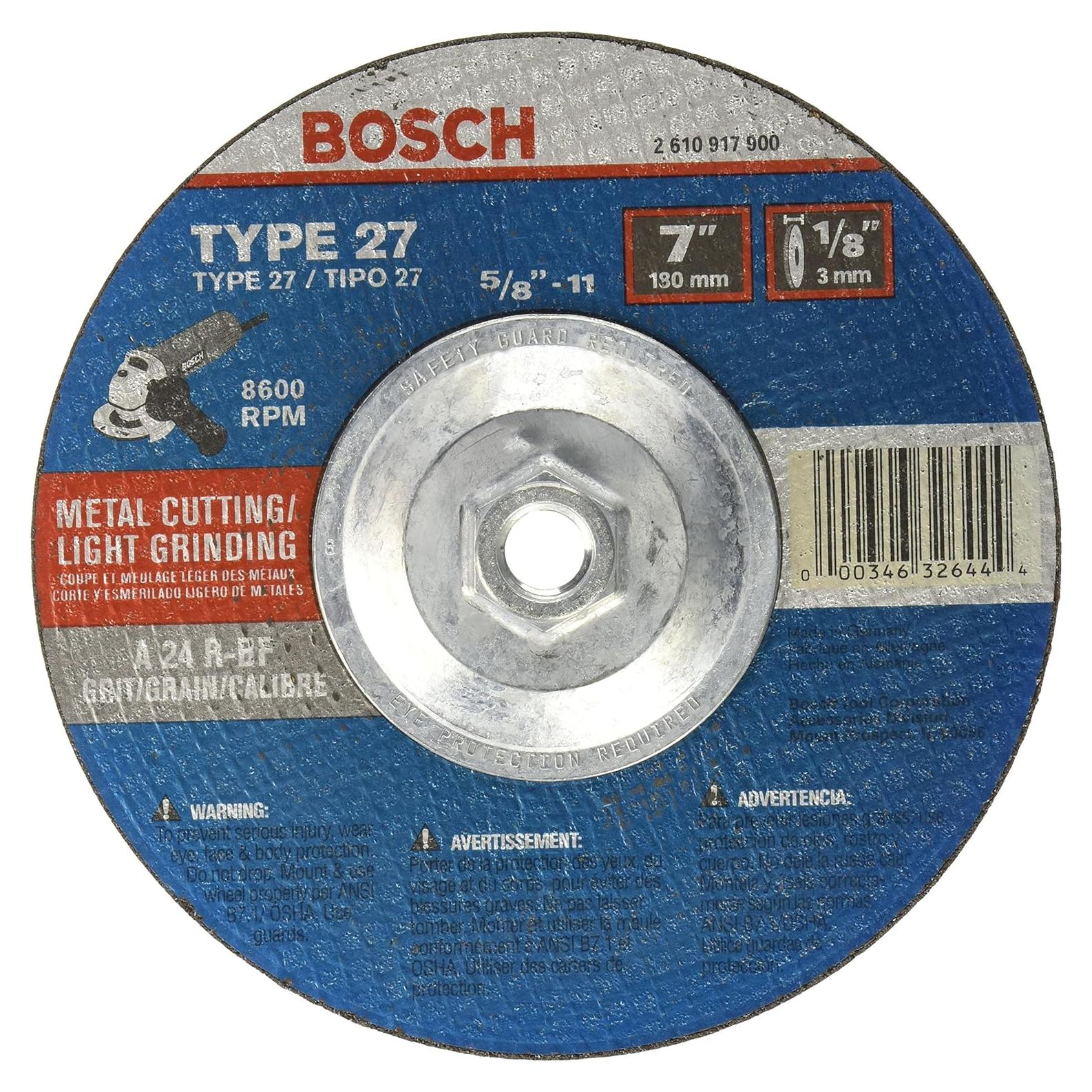 CG27M701 7 In. 1/8 In. 5/8-11 In. Arbor Type 27 24 Grit Light Grinding/Metal Cutting Abrasive Wheel