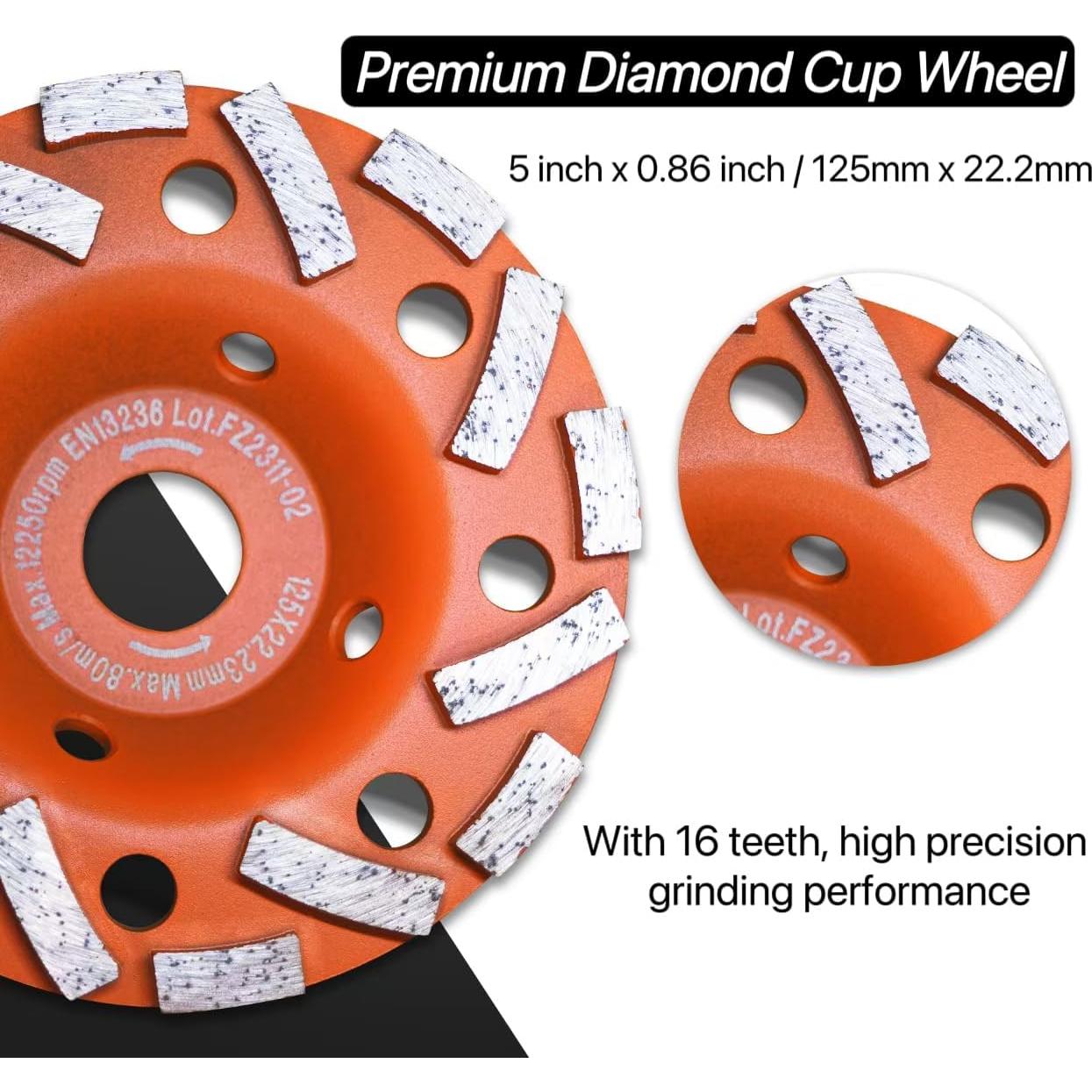 Cubierta de Polvo Wohenhao + 2 Ruedas Diamante 5" + Cepillo