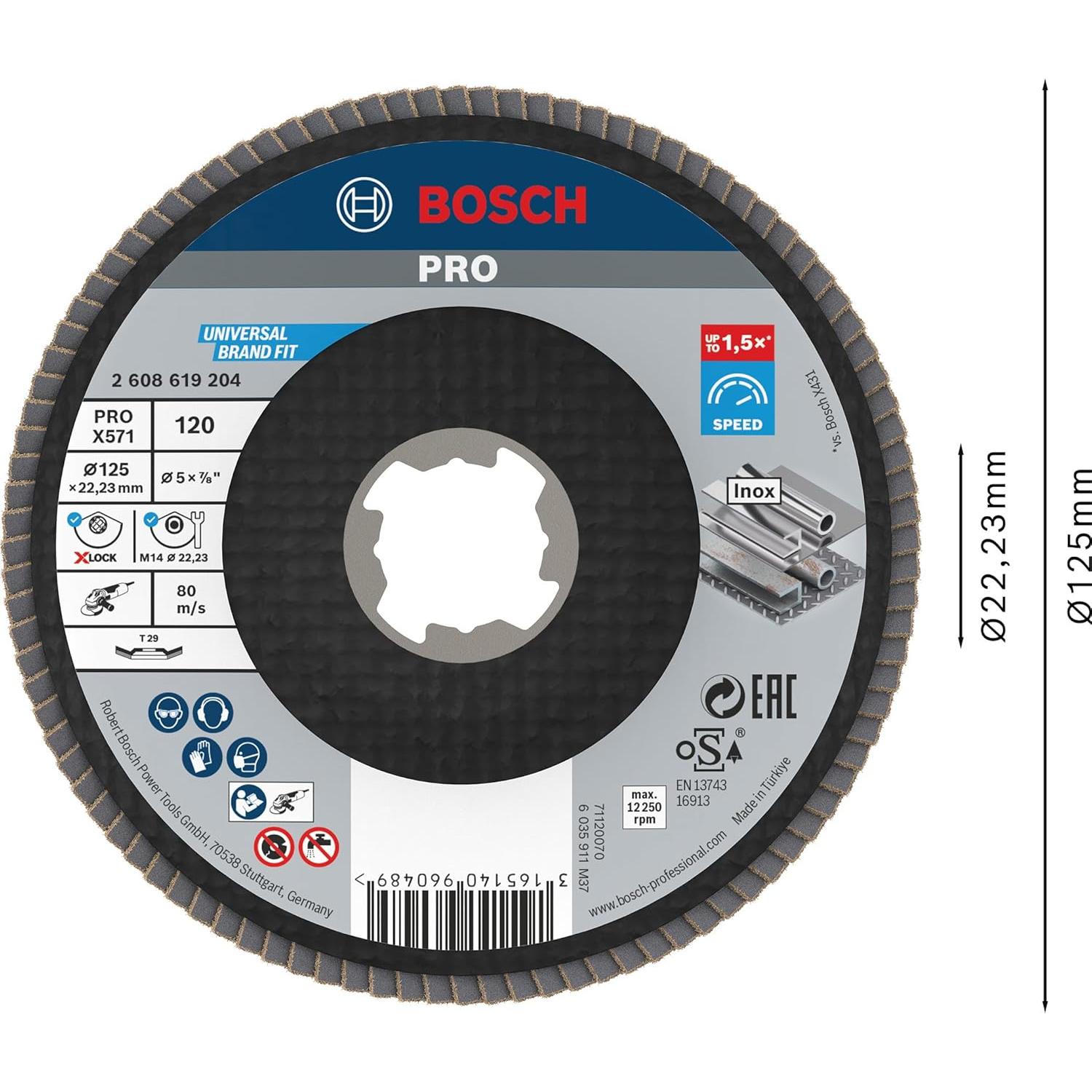 Disco de Lijado Bosch 125 mm X-Lock K120 para Metal