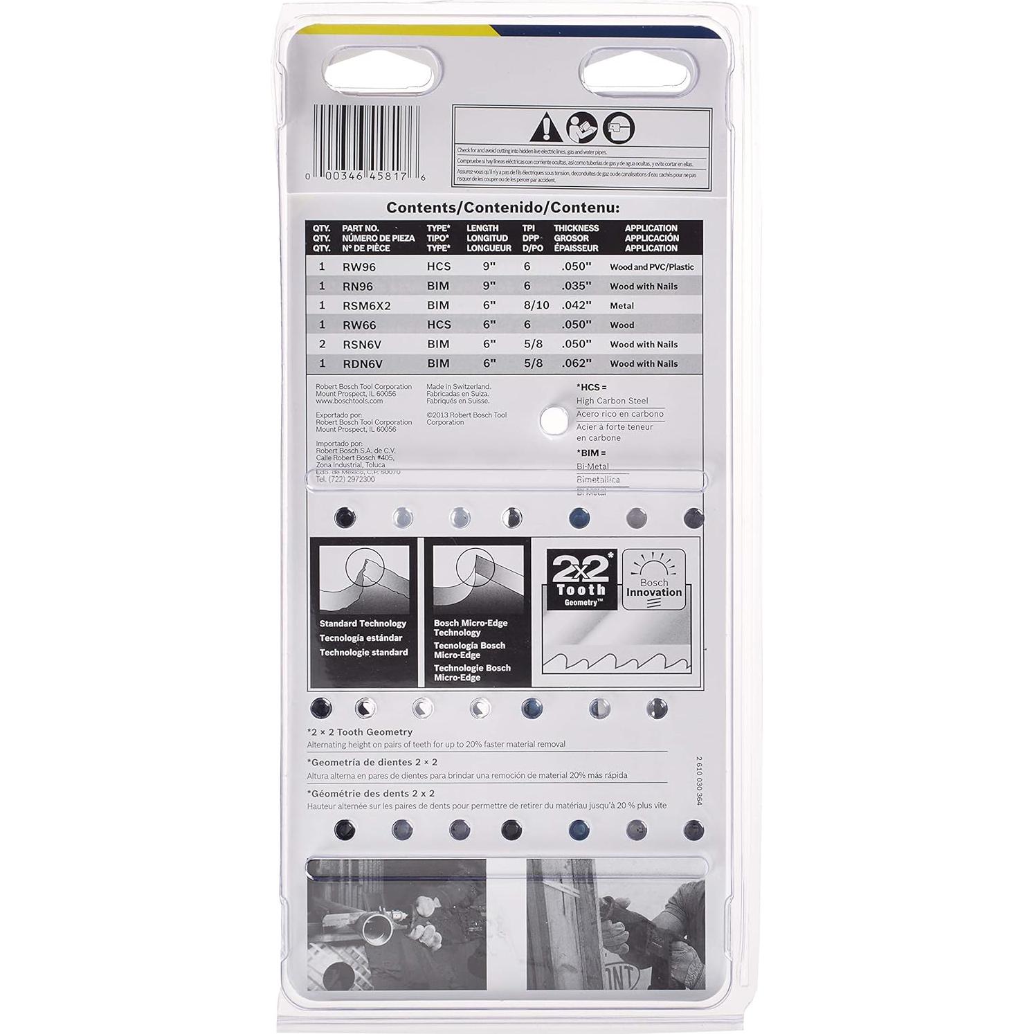 Conjunto de 7 hojas de sierra recíproca Bosch RAP7PK