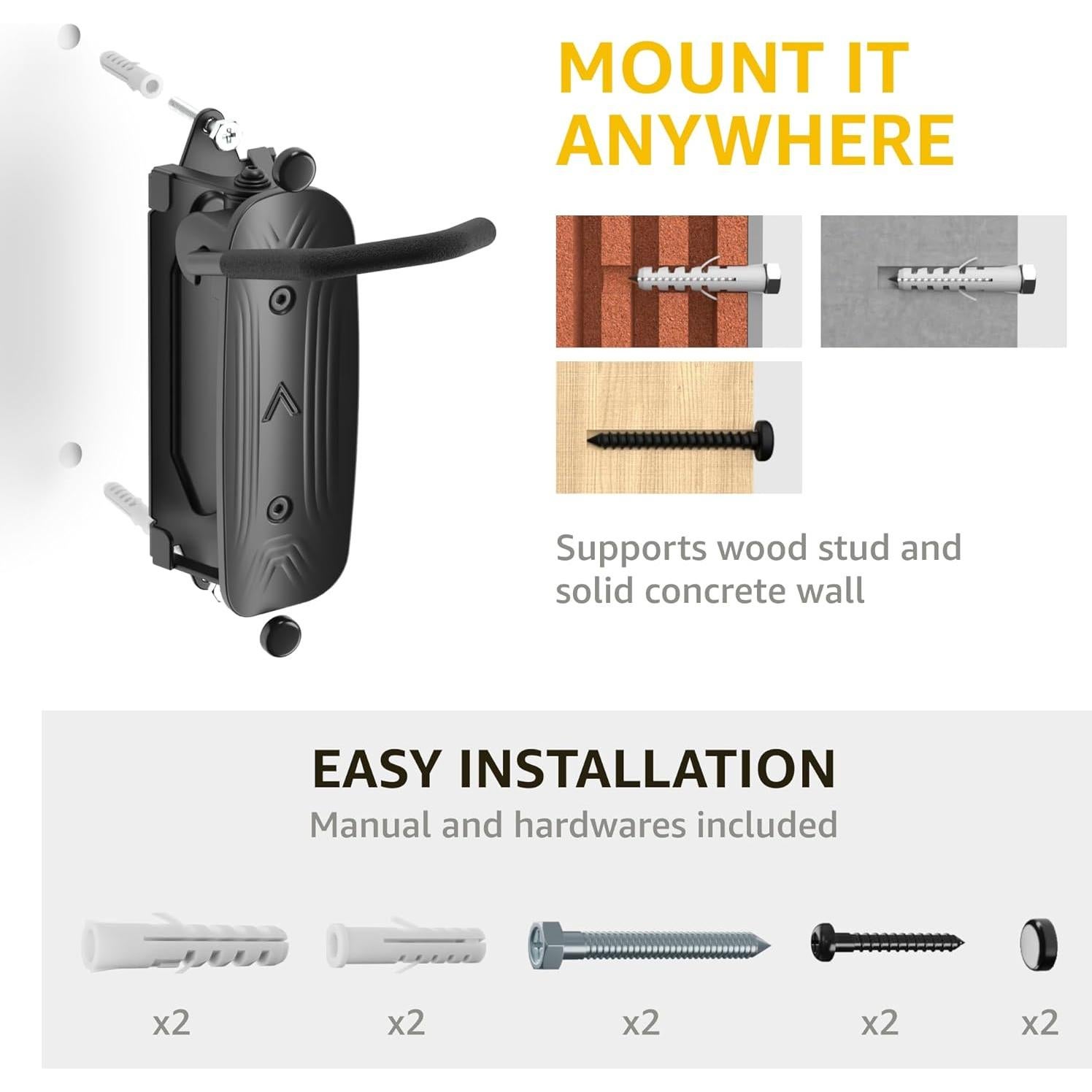 Soporte de Pared para Bicicleta monTEK Giratorio 4 Piezas