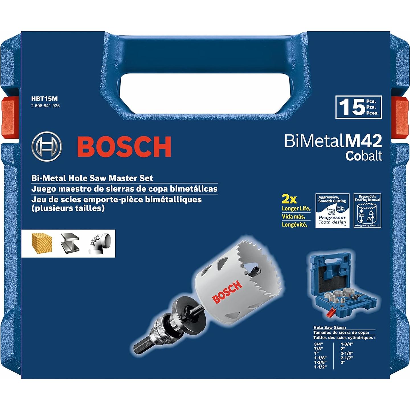 Juego de Sierras de Corona Bi-Metal Bosch 15 Piezas