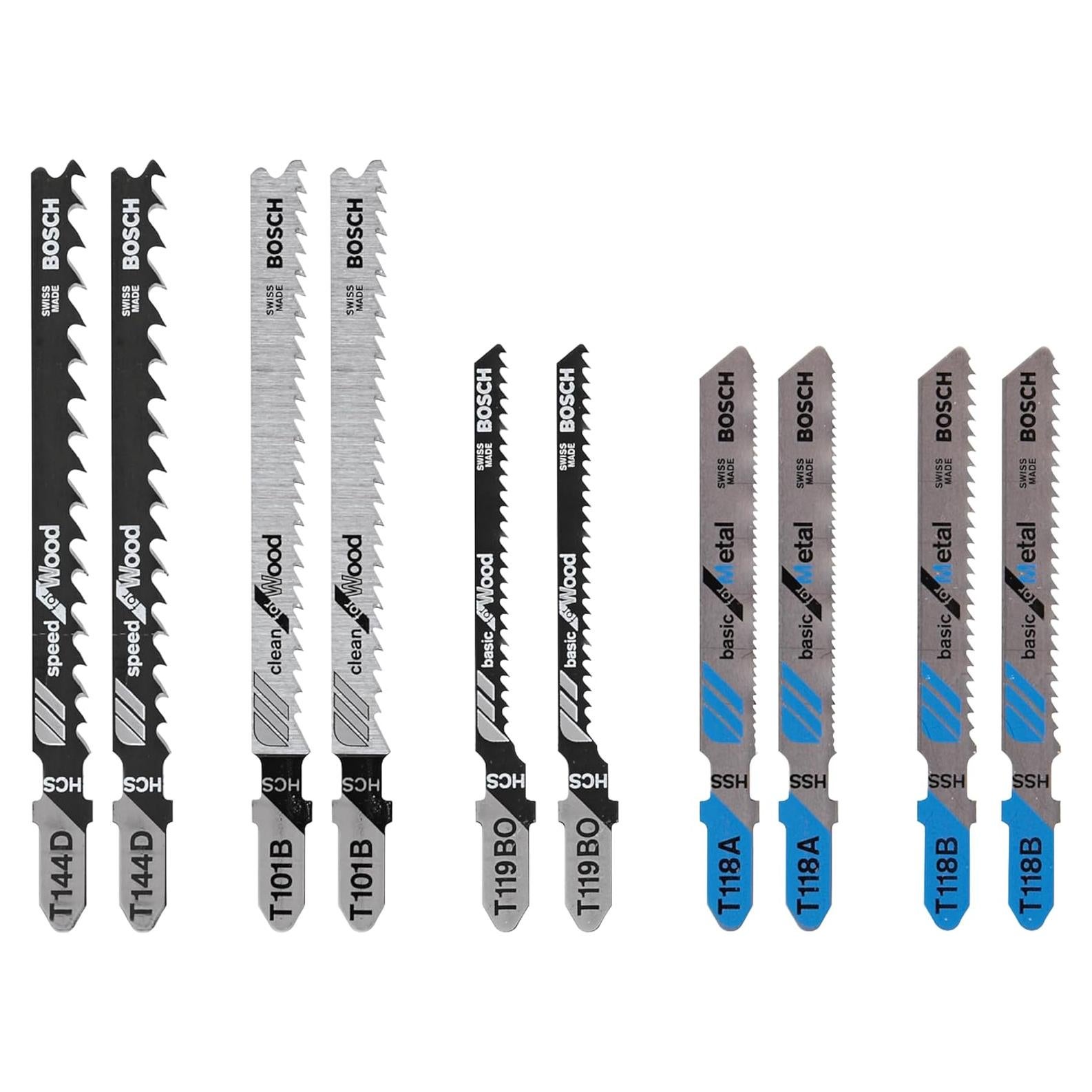 Cuchillas de Sierra de Calar BOSCH T5002, 10 Piezas, Madera y Metal