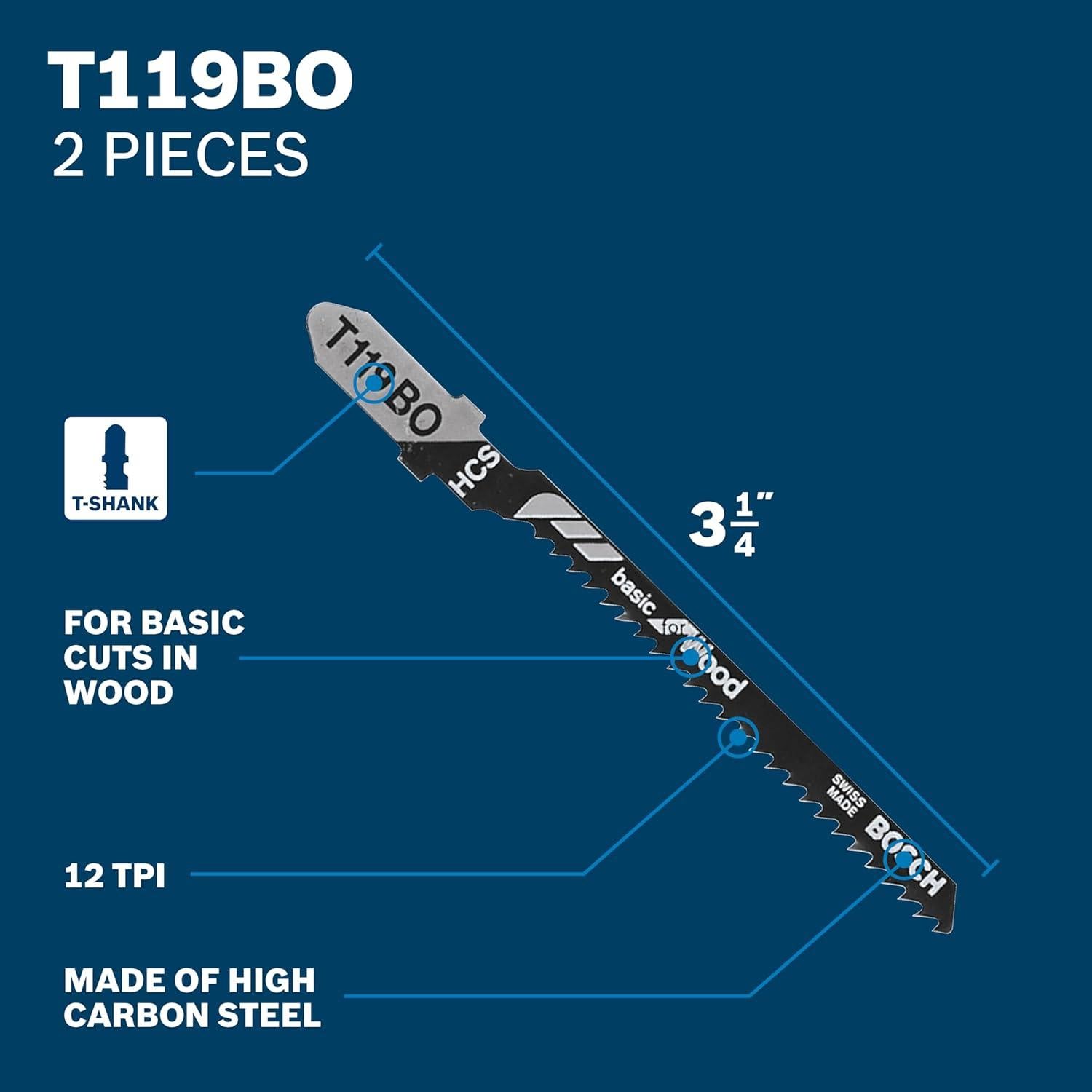Cuchillas de Sierra de Calar BOSCH T5002, 10 Piezas, Madera y Metal