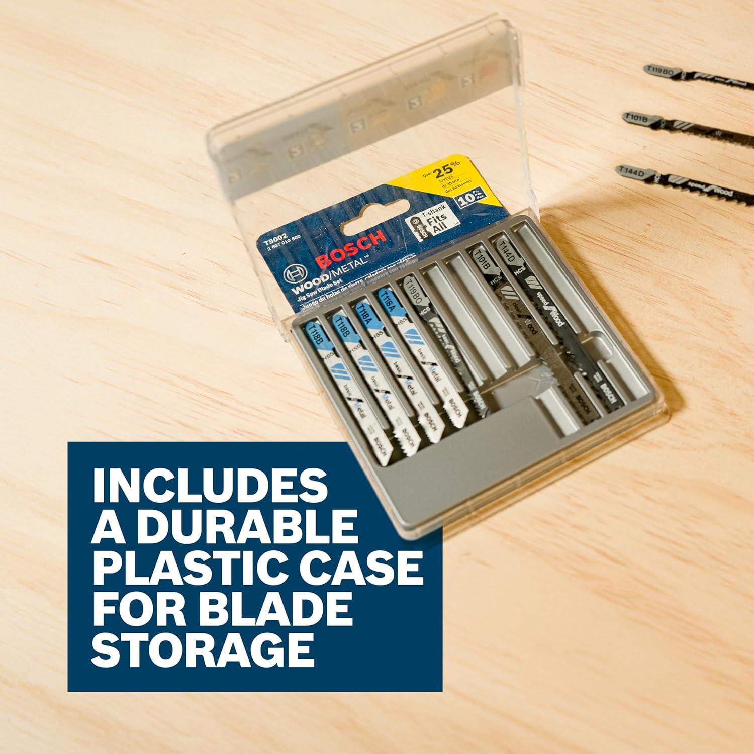 Cuchillas de Sierra de Calar BOSCH T5002, 10 Piezas, Madera y Metal