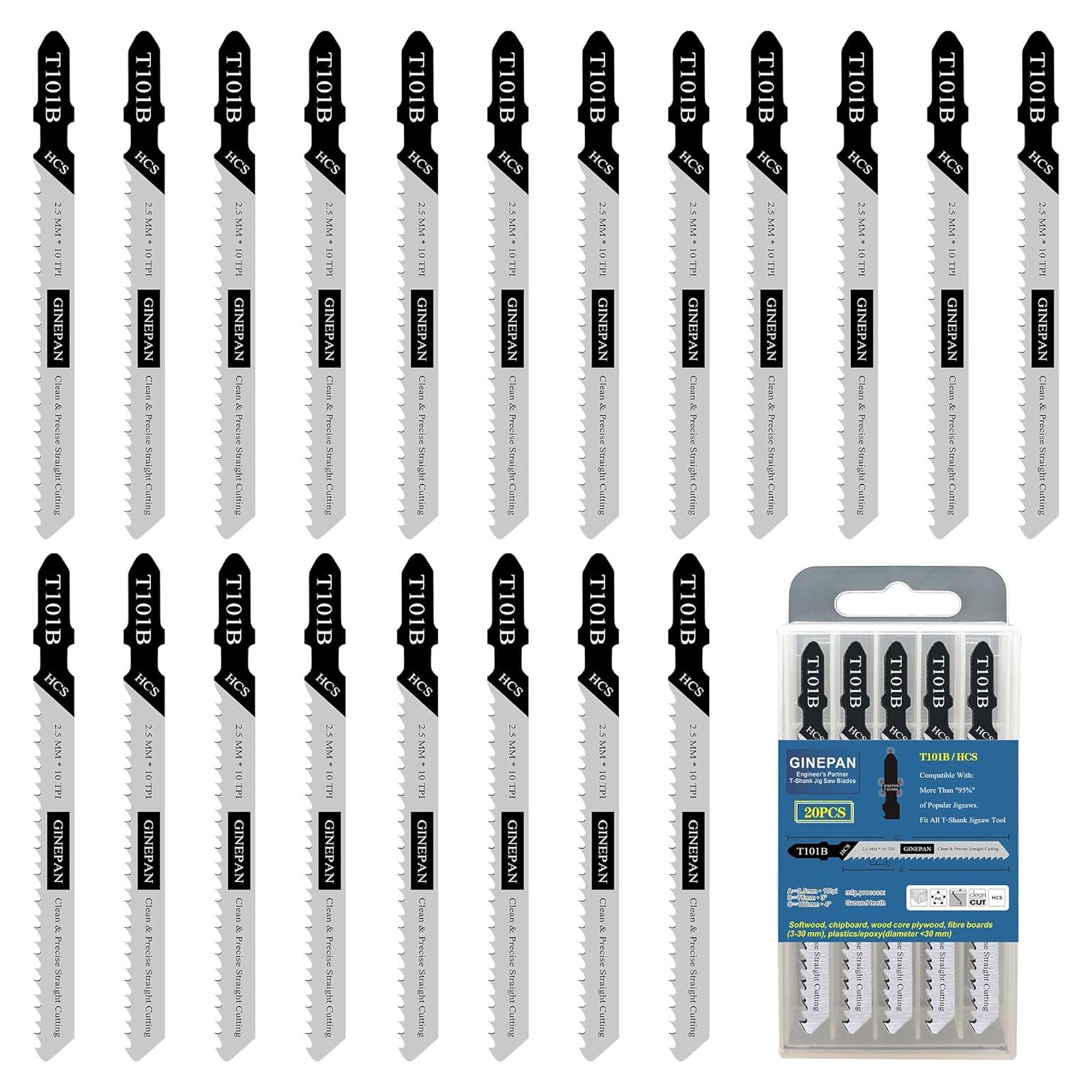 Hoja de sierra de calar GINEPAN T101B 20PCS con estuche