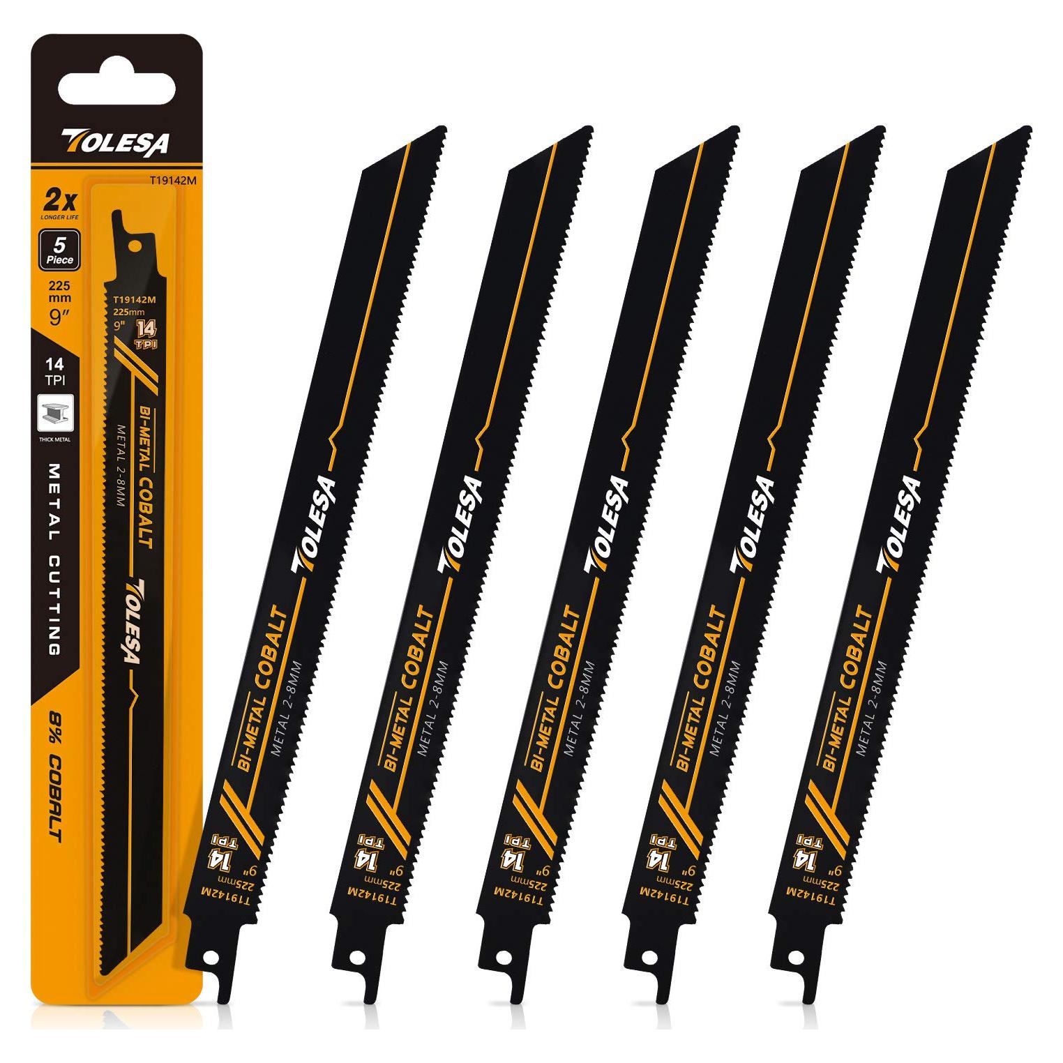 TOLESA Hoja de Sierra Recíproca Bi-Metal 22.5cm 14TPI 5 Piezas