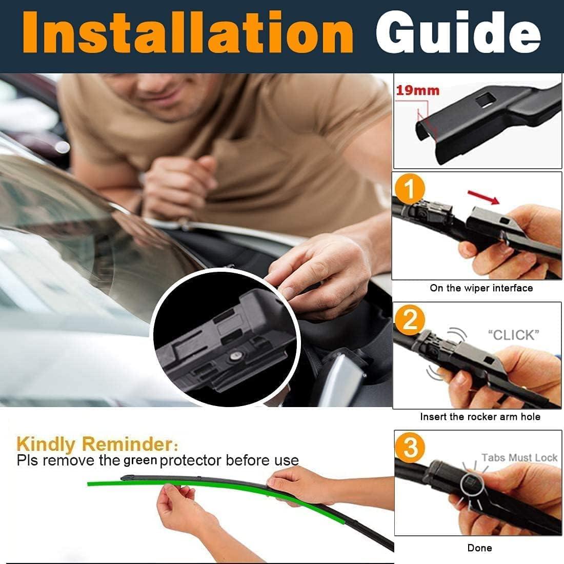 Cuchillas de Limpiaparabrisas OEM AUTOBOO para Chevy Silverado y GMC Sierra 2014-2018 - Juego de 2