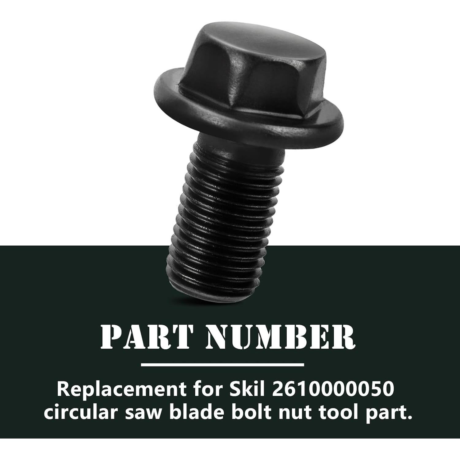 2610000050 Blade Nut Bolt, Circular Saw Replacement for Skil Blade Bolt HD77, HD77-72, HD77M, SHD77, Bosch 1677M, 1677MDT, 1677C-100 Reverse Threaded -Black